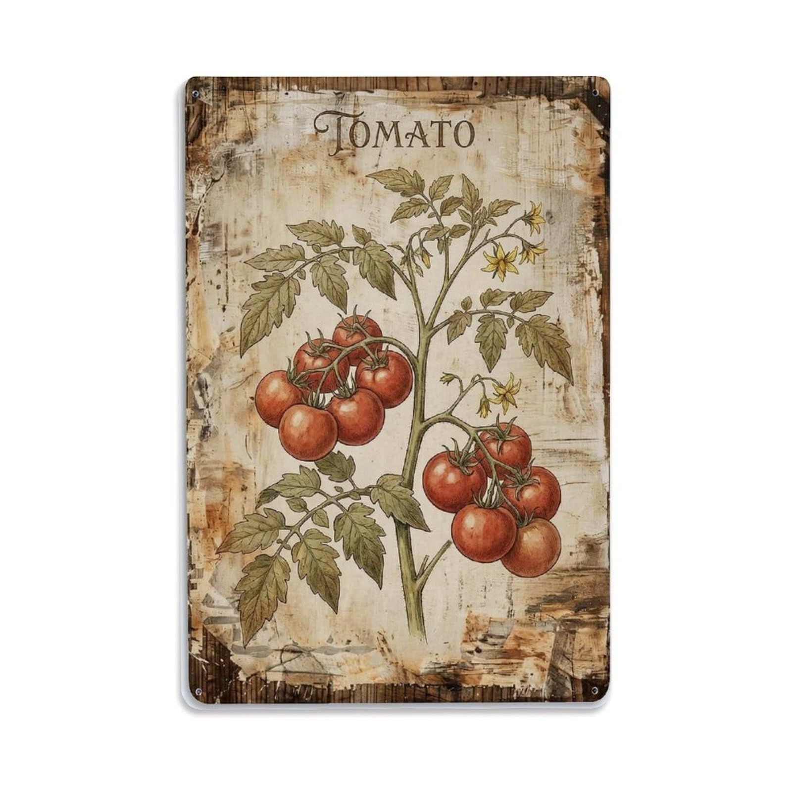Tomato Vegetable Red Vintage Metal Tin Sign Plaque Wall Decor for Cafe, Club, Garden Metal Poster 8x12Inch