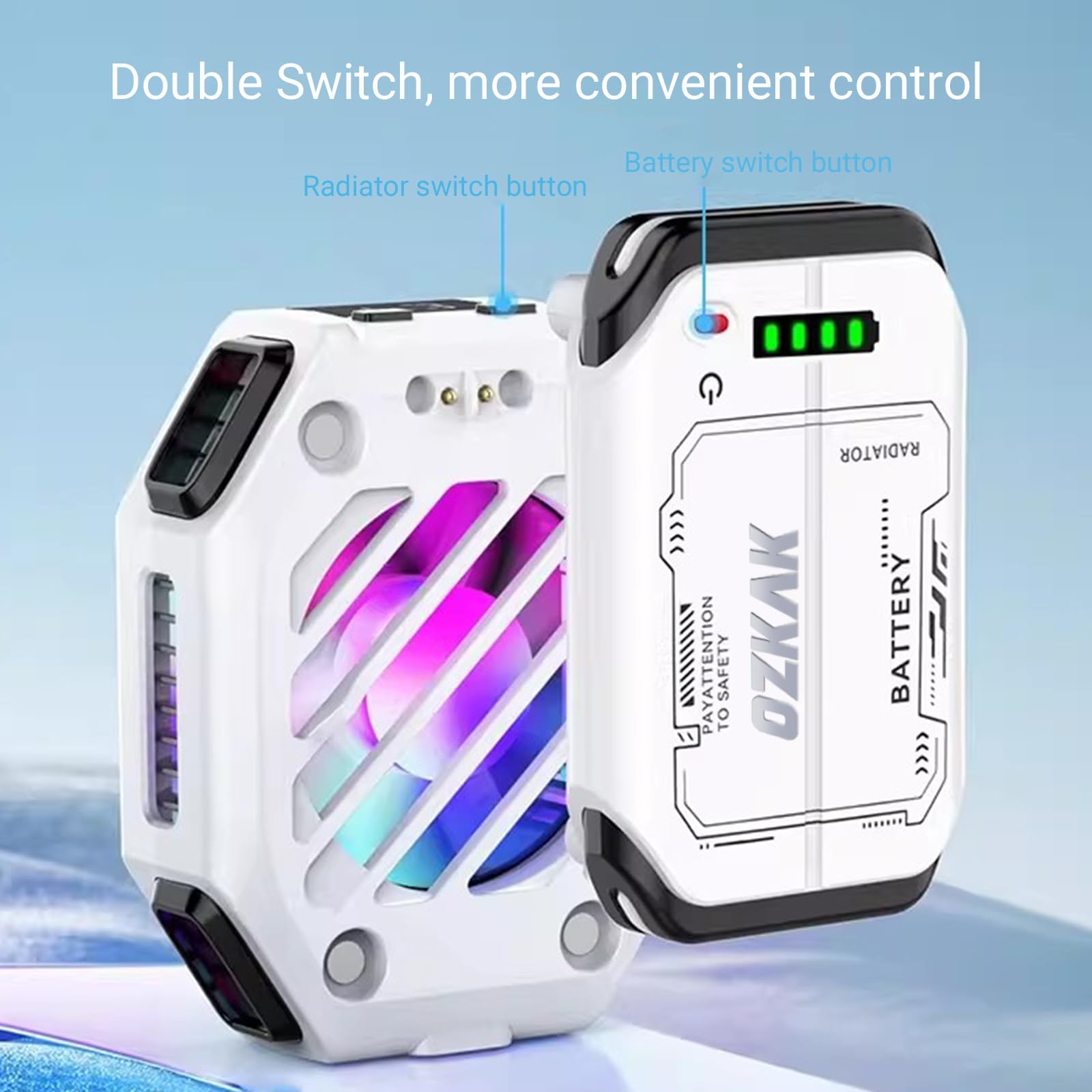 Ventilateur de Refroidissement pour Smartphone Telephone Portable Dissipateur de Chaleur de Semi-conducteurs iOS/Android, Blanc