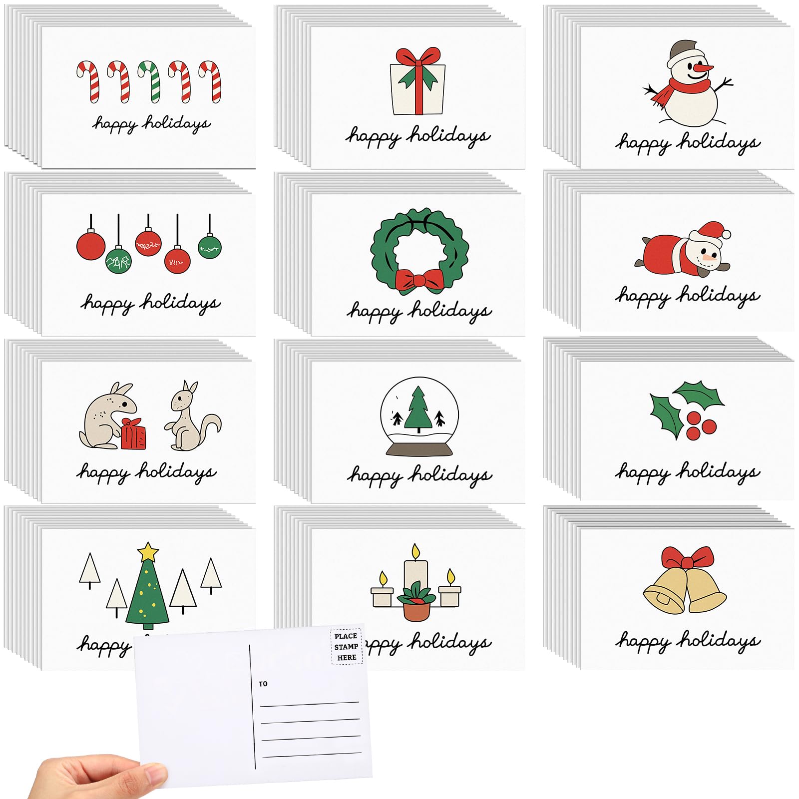 Kosiz 120 Pcs Christmas Happy Holiday Cards Bulk 4 x 6 Inch