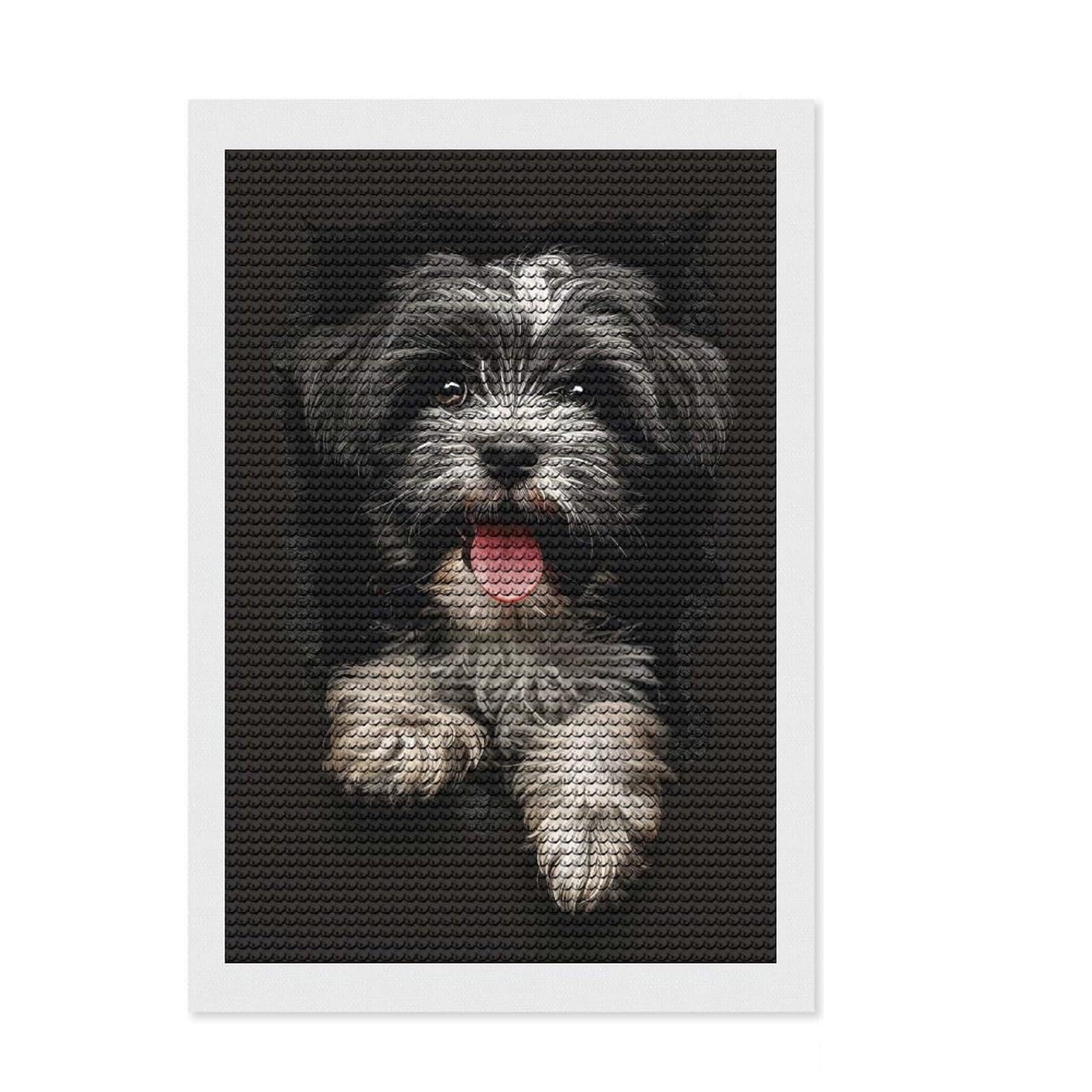 Junmoney Havanese Diamond Art Canvas 8"x12", Adhesive Canvas, Calming Craft to Unwind, Boho Decor, Birthday Gift, Easy to Enjoy