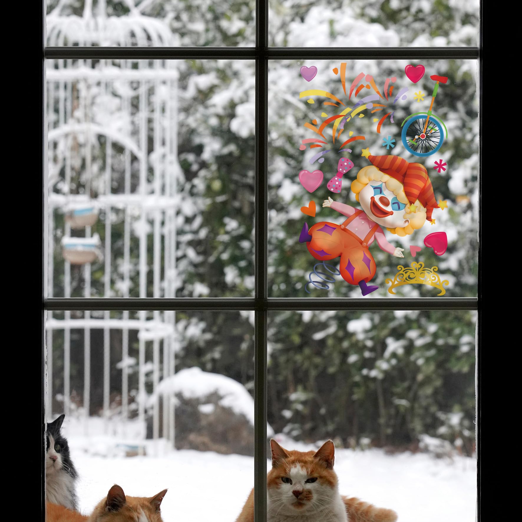 Karneval Fensterbilder – 9 Bögen Mit Clowns & Zirkusmotiven, Je 20x30 Cm, Bunte Aufkleber Für Fensterdekoration