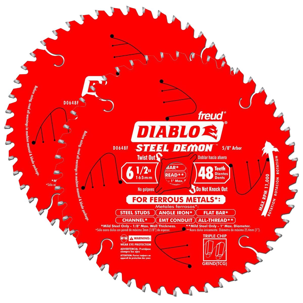 Diablo Steel Demon 6-1/2"x48-Tooth TCG Ferrous Metal Cutting Circular Saw Blade (2-Pack)