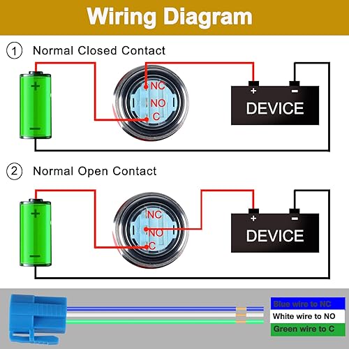 Miniatura 5 de DMWD Interruptor de botón de parada de emergencia con cierre de metal de 0.866 in, cabeza de hongo rojo grande, carcasa de acero inoxidable,