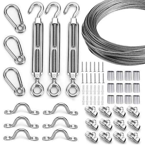 Litcher Kit de suspensiĂłn de luces de globo cable guĂa de luz para exteriores cable de acero inoxidable recubierto de vinilo incluye PVC Litcher Kit de suspensiĂłn de luces de globo cable guĂa de luz para exteriores cable de acero inoxidable recubierto de vinilo incluye PVC