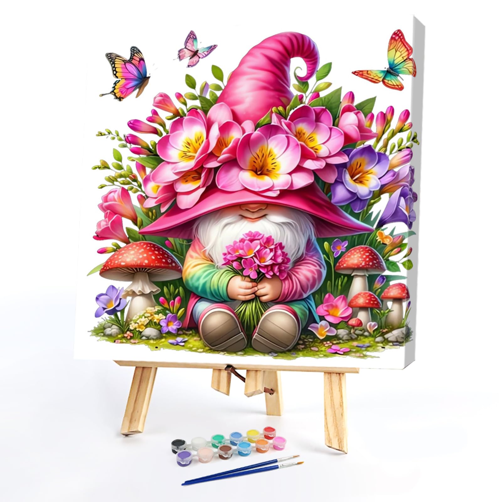 POETRYDRAW DIY Freesia Goblin Paint by Numbers Kits Drawing Paintwork on Canvas 13.77x13.77in with Frame Canvas Oil Painting Number Painting for Beginners Adults Gift Home Wall Decor (Freesia Goblin)