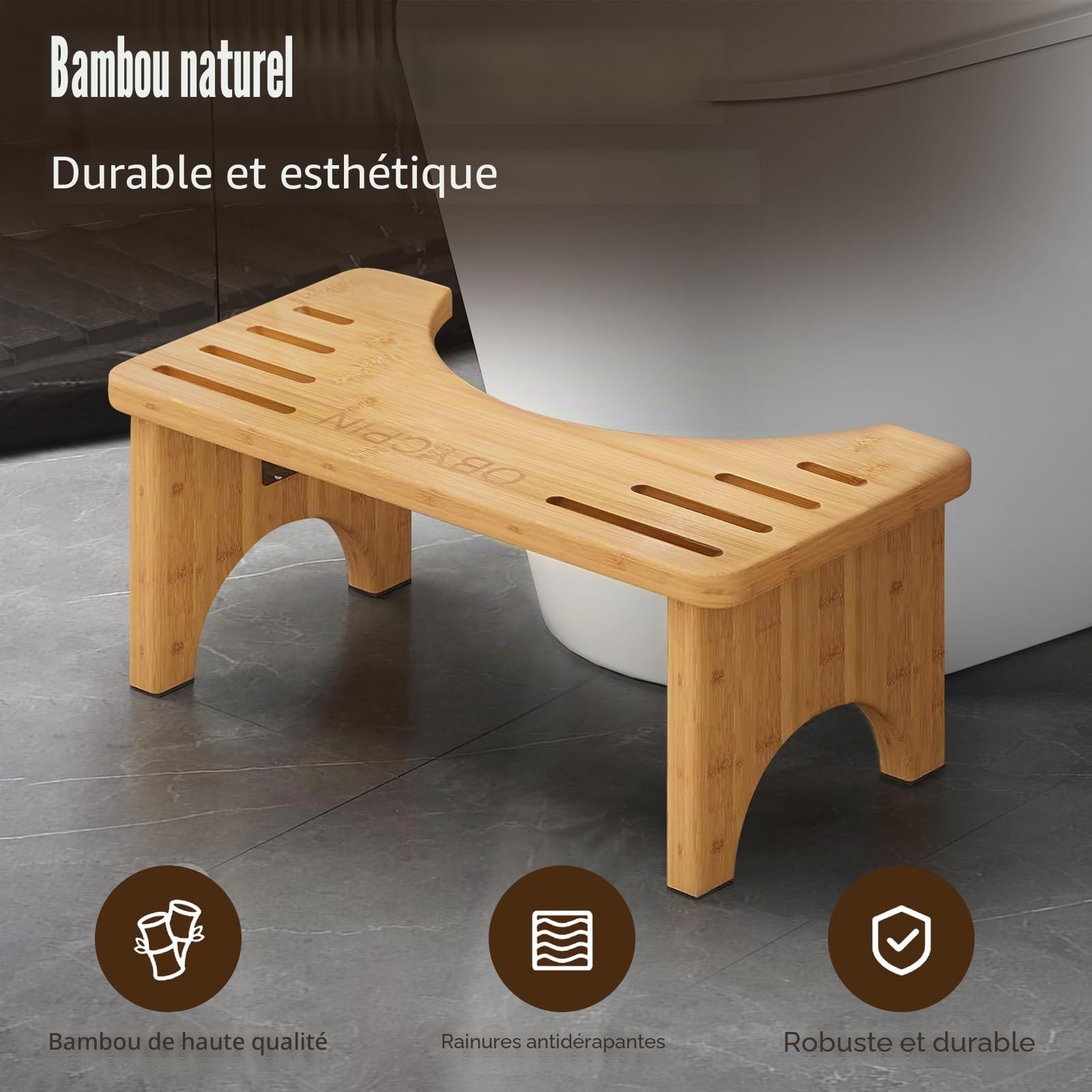 Tabouret de Toilette en Bambou Pliable Ergonomique - Marche Pied WC Stable Antidérapant Compact et Portable - Aide à Soulager la Constipation et Les Ballonnements - Adultes & Enfants