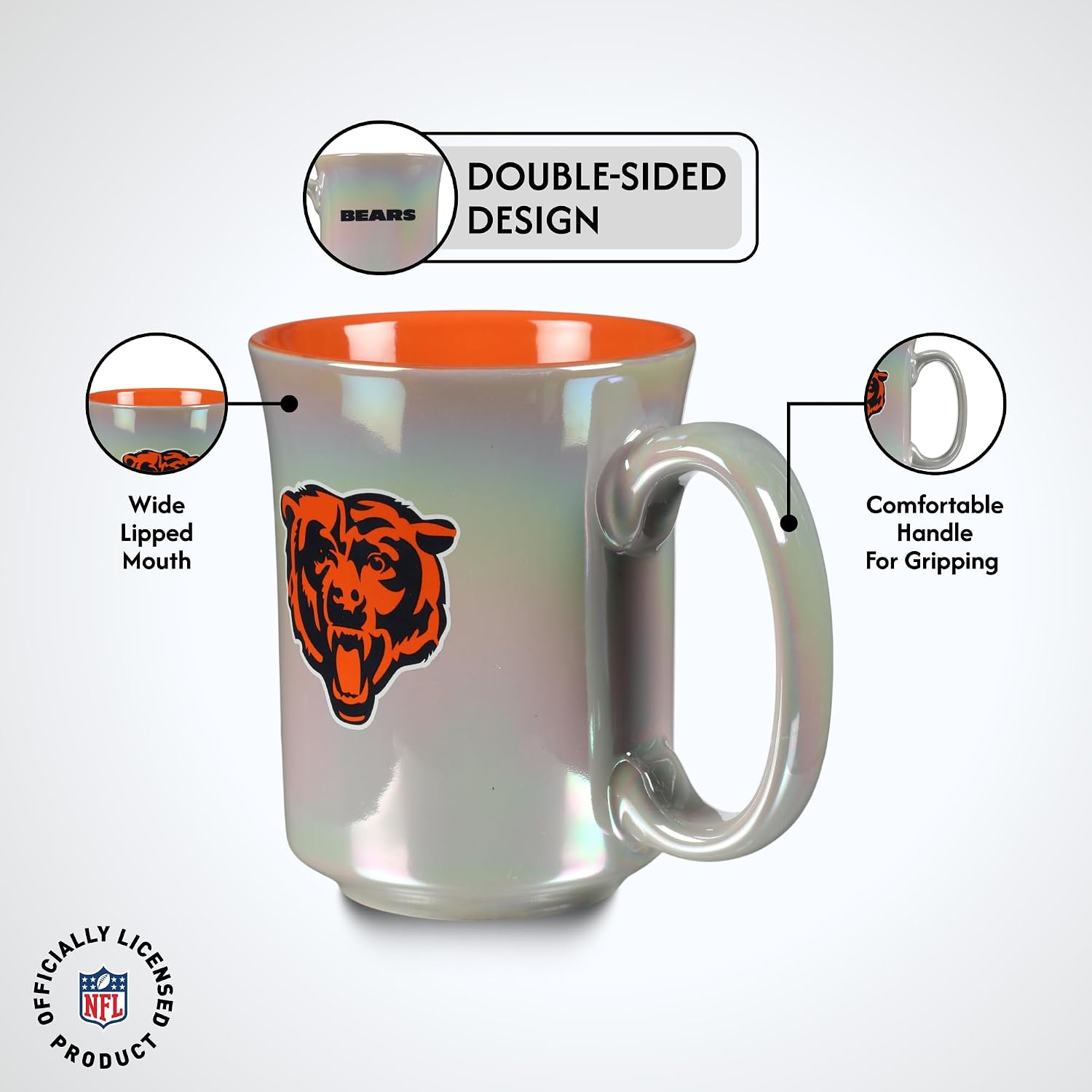 The Memory Company Officially Licensed 15oz Iridescent Mug with Logo, Chicago Bears