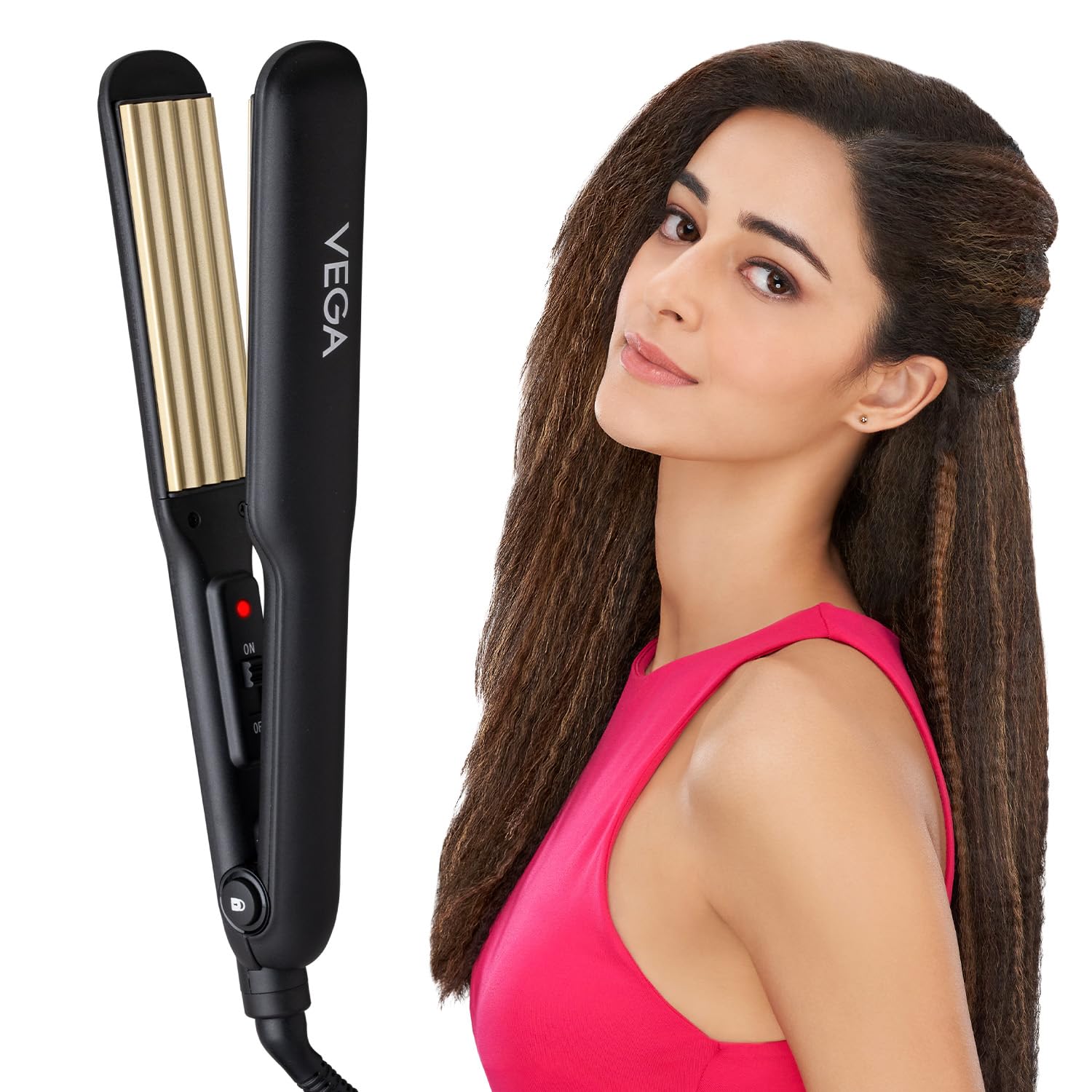 VEGA Classic Hair Crimper With Quick Heat Up & Ceramic Coated Plates, (VHCR-01), Black