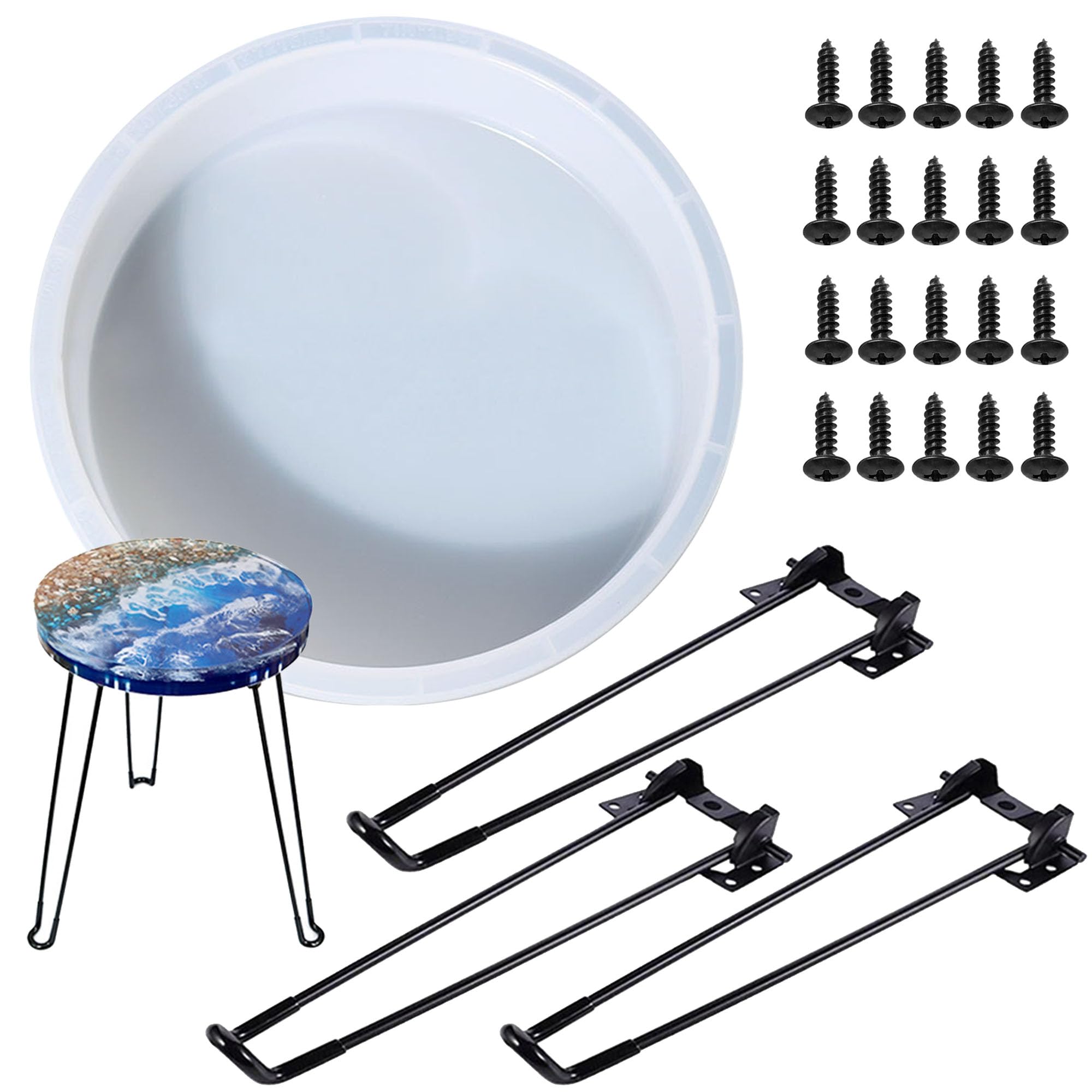 Moule en silicone résine rond 30,5 cm grand plateau résine époxy avec pieds