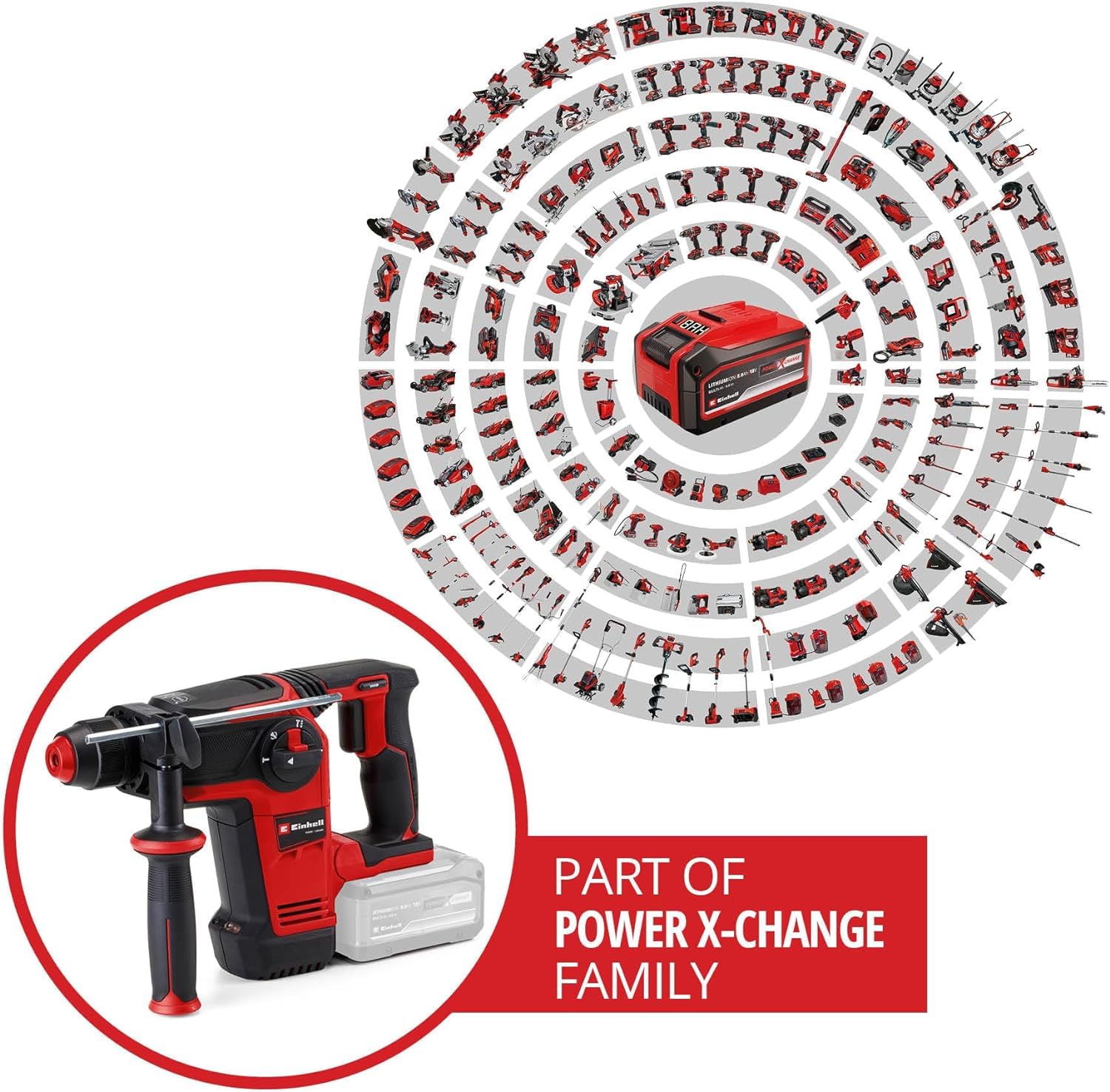 Einhell Professional Akku-Bohrhammer TP-HD 18/26 Li BL-Solo Power X-Change (18 V, Brushless, 2,6 J, SDS-plus, 26 mm Bohrleistung in Beton, 4 Funktionen, Koffer, ohne Akku)