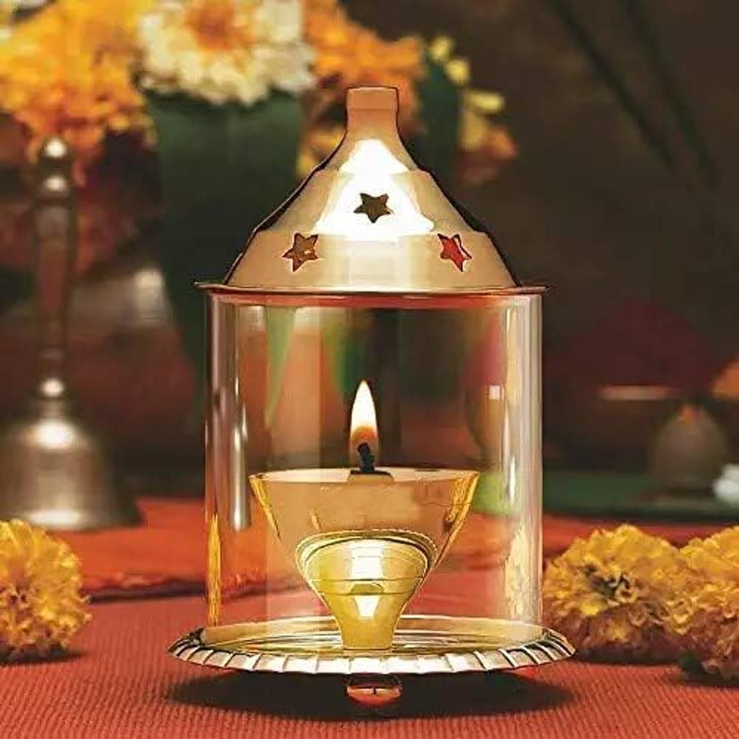 Ani Divine Diya with Glass Cover - 5 inches Brass Akhand Diya for Puja, Glass Lamp for Diya, Covered Diya for Home Decoration, Lamp Pooja Diya, Akhand Jyoti Diya Diwali Navratri (B0DFYR31XK) Amazon Price History, Amazon Price Tracker