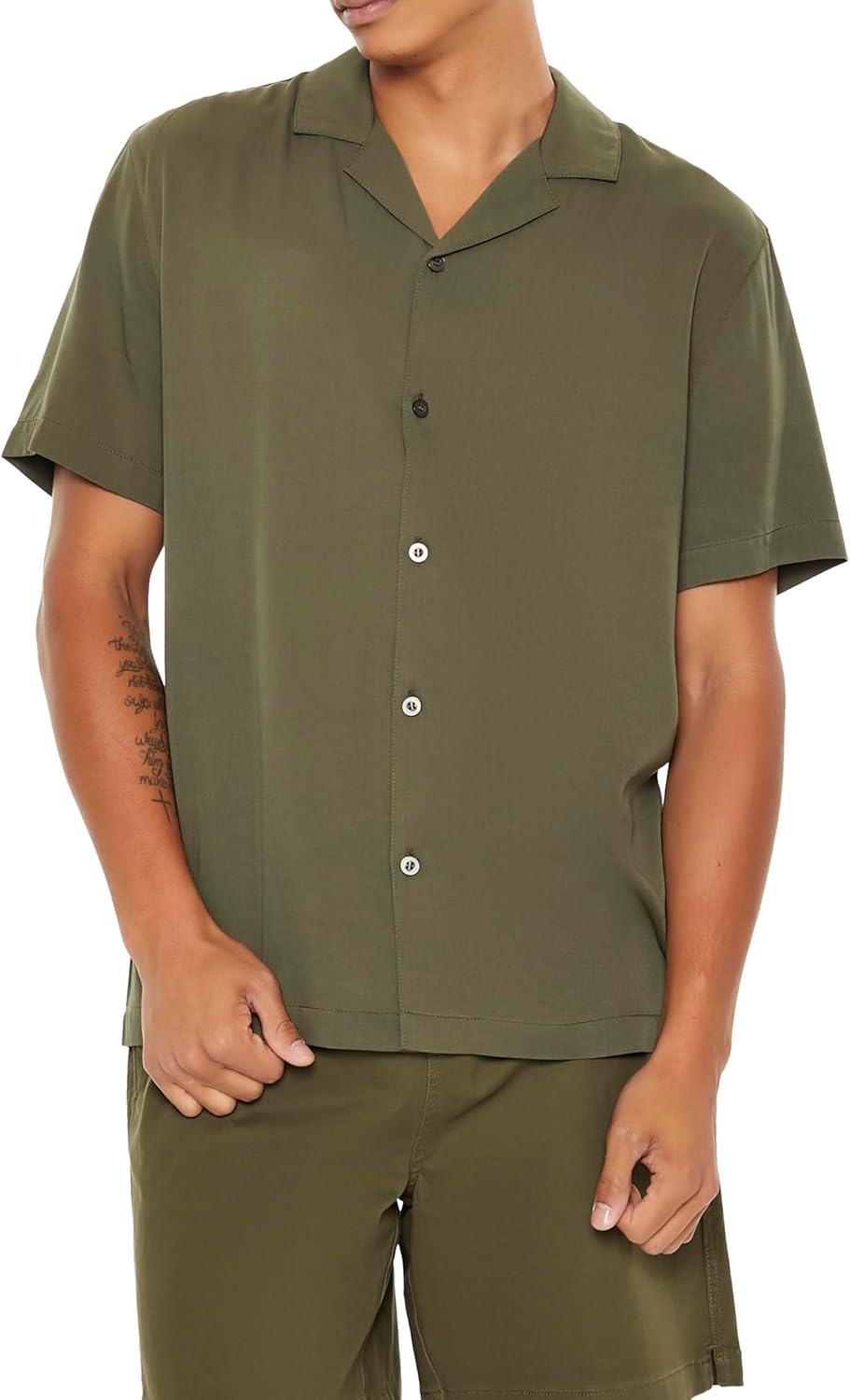 Forever 21 Men's Cuban Collar Short-Sleeve Shirt