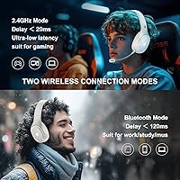 Vista 3 de YOTMS Auriculares inalámbricos para juegos PS5 para PS4, PC, Switch, 2.4Ghz Auriculares inalámbricos para juegos sobre la oreja con micrófono