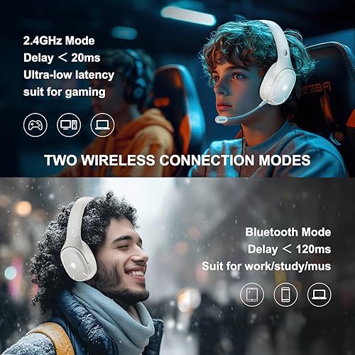 Miniatura 3 de YOTMS Auriculares inalámbricos para juegos PS5 para PS4, PC, Switch, 2.4Ghz Auriculares inalámbricos para juegos sobre la oreja con micrófono