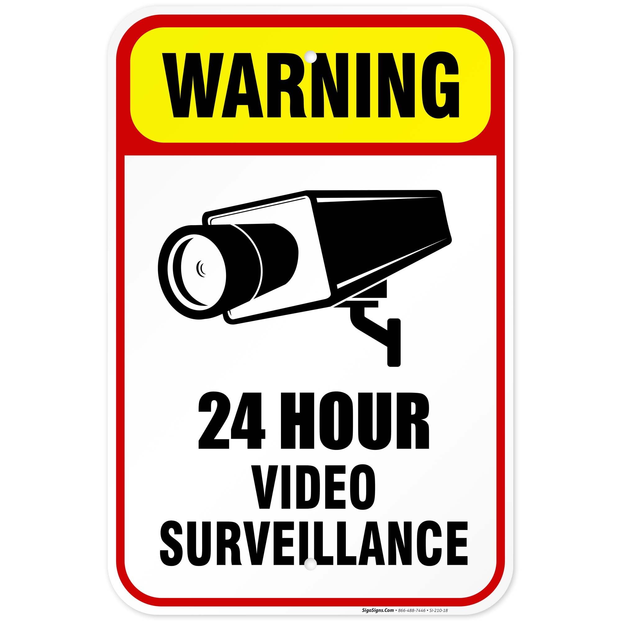 Video Surveillance Sign Outdoor 12x18 Inches, Rust Free .063 Aluminum, Fade Resistant, Made in USA