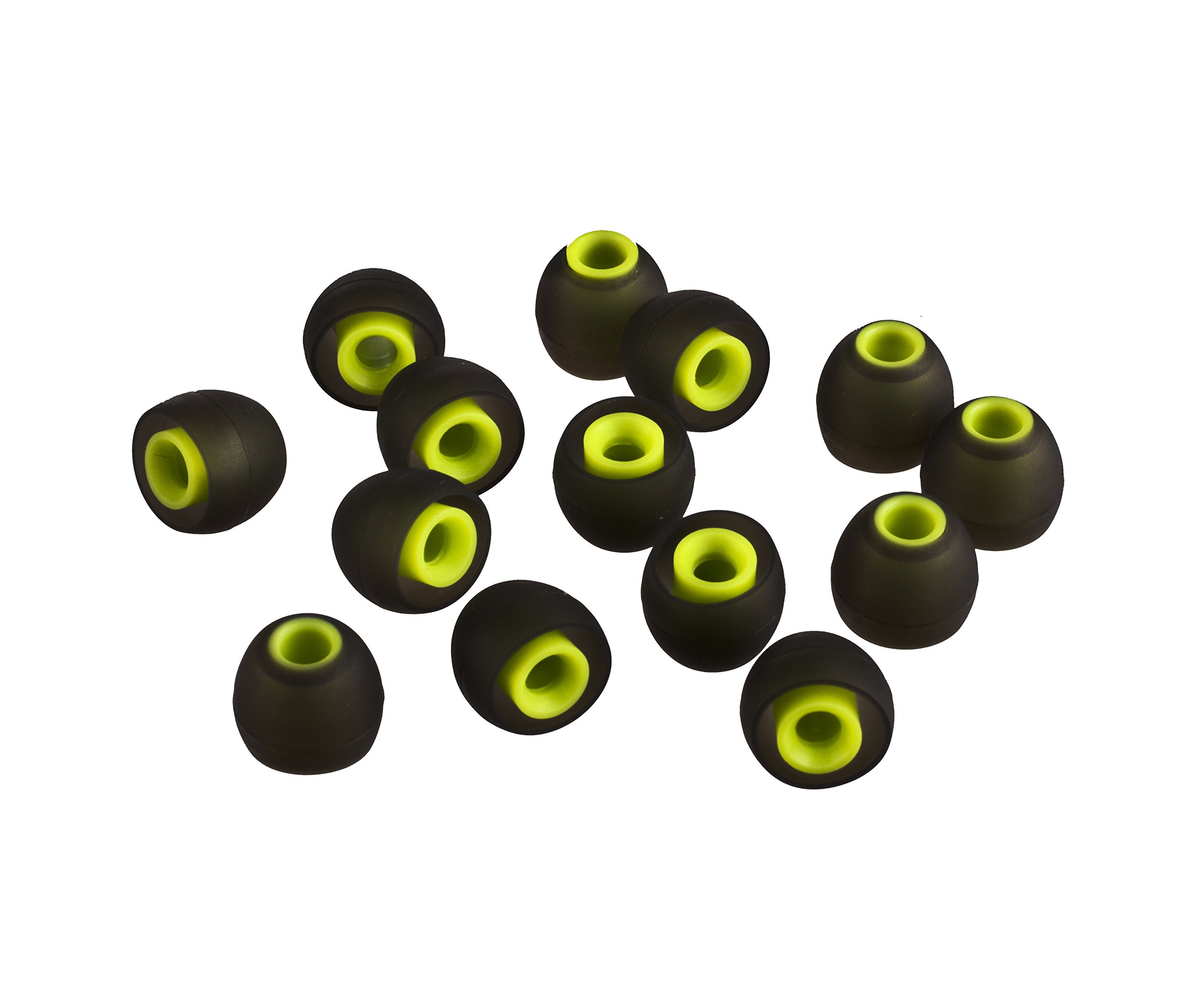 Xcessor (S 7 Pairs (14 Pieces) of Silicone Replacement In Ear Earphone Small Size Earbuds. Replacement Ear Tips for Popular In-Ear Headphones. Transparent/Green — view 14