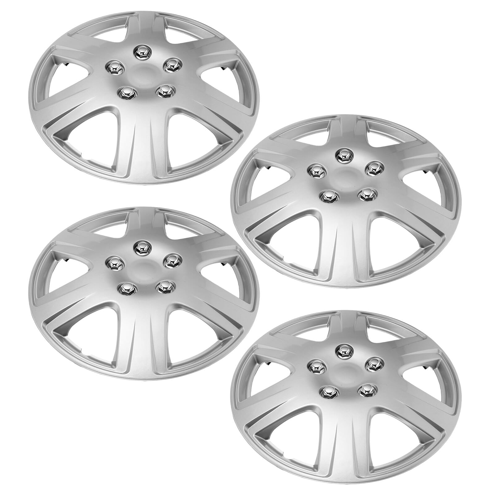 Cache-moyeu Argenté 15 Pouces en Plastique, Lot de 4 pour Roue | Compatibilité, Accessoire Extérieur pour Voiture, Style Moderne, Couverture de Jante