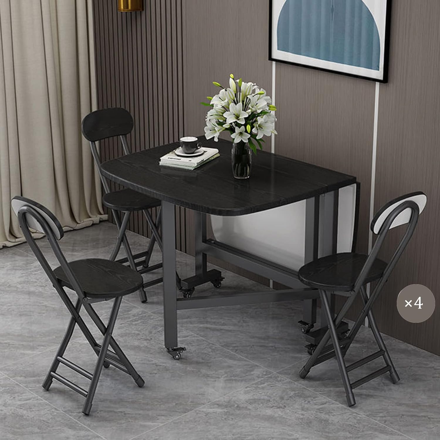 Kitchen Folding Tables, Butterfly Folding Dining Set 4 SpaceSaving