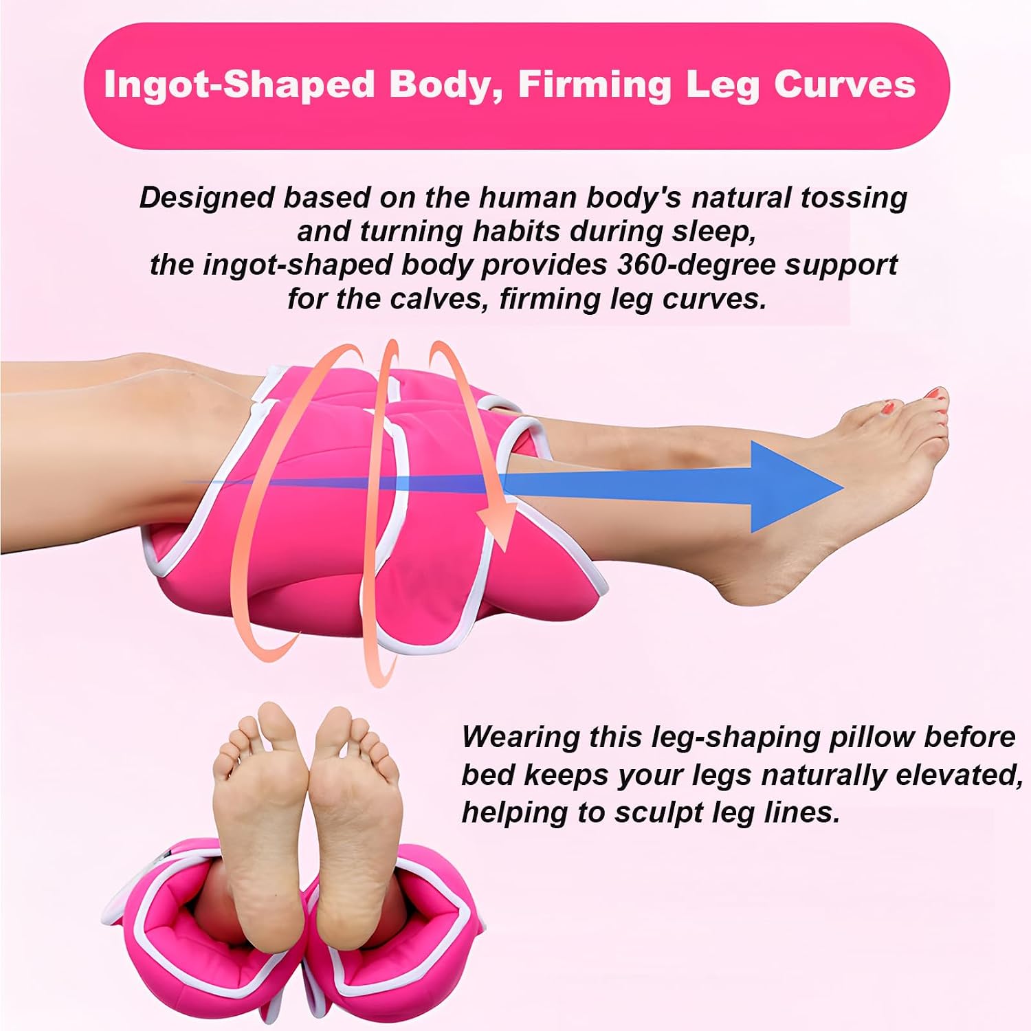 Leg Pillow - Knee Pillow for Back Sleeping, Leg Elevator Cushion, Calf Pillow, Multifunctional Support