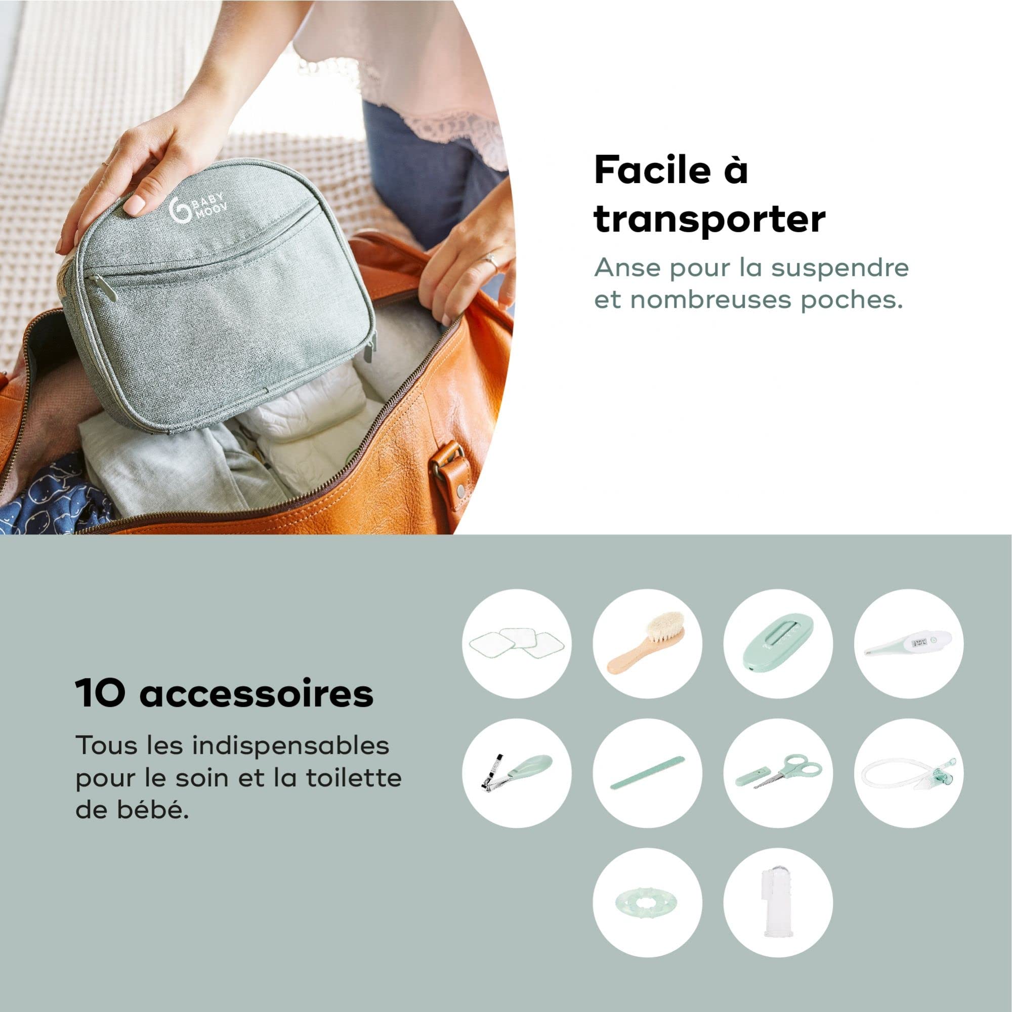 Trousse de soin bébé 10 accessoires Matcha - Babymoov