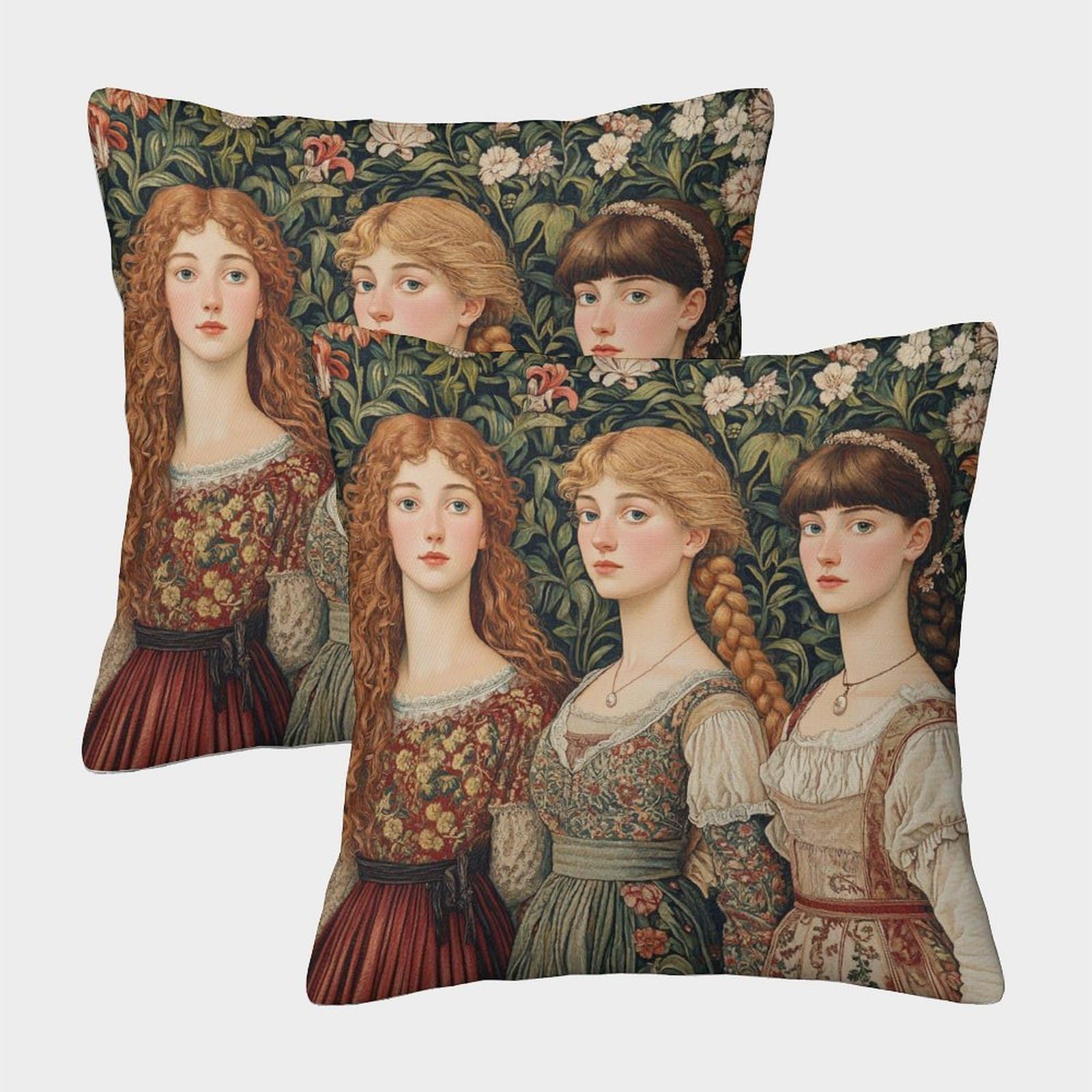 kaiyun 2 Pack Young Woman Portrait,Retro Art Style Square Pillow Cover Cushion Cover 50x50cm Suitable for Sofa Bed Chair,3D Pattern