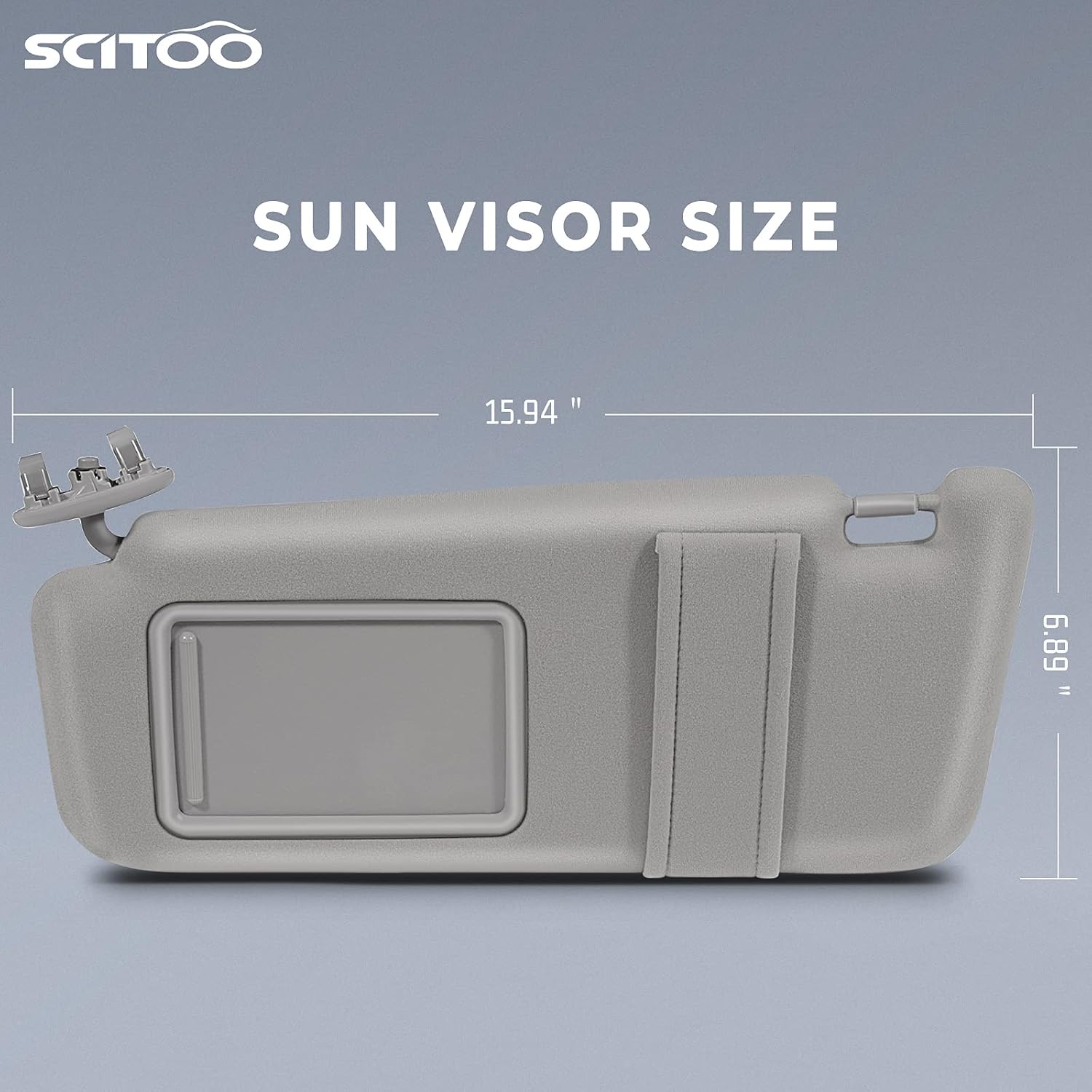 SCITOO Left Driver Side Gray Sun Visor Assembly fit for 2006 2007 2008 2009 2010 2011 for Toyota Camry Without Sunroof(7432006780B0,04002-30506-B0,74320-06290-B2)