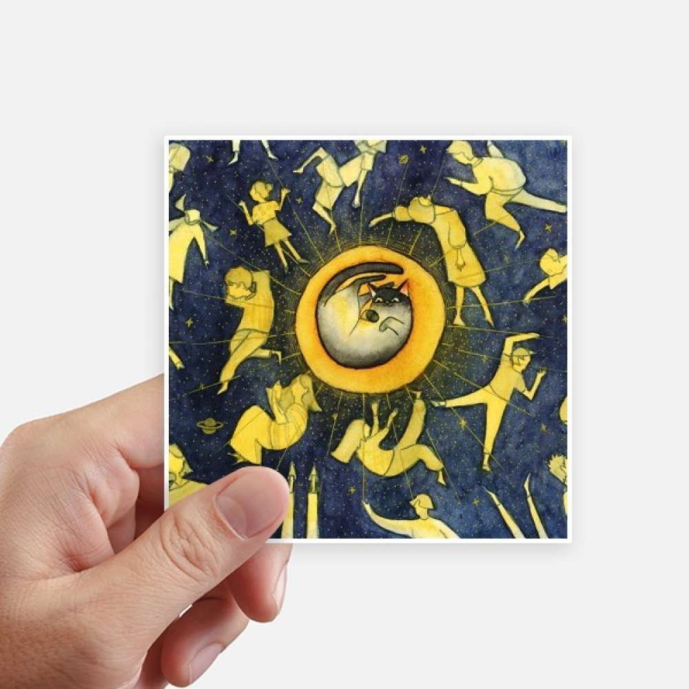 Autocollant chat lune aquarelle DIYthinker décoration mur et moto