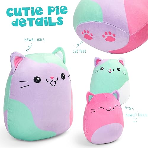 Miniatura 4 de BenBen Juguete de peluche de gato, peluches de 12 y 7 pulgadas, juego de 3, almohada para abrazar, almohada de felpa suave, regalo de Navidad para