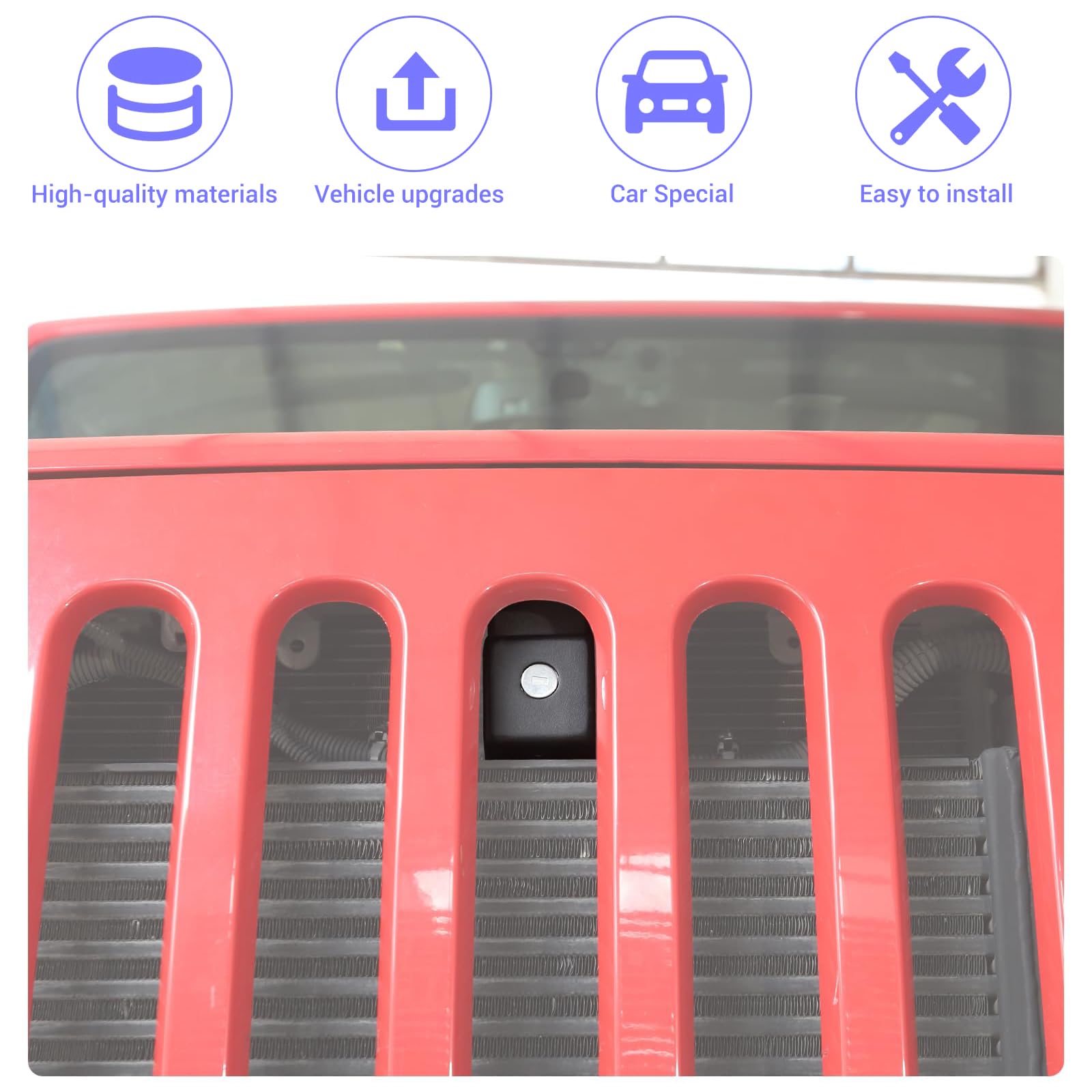 Serratura Per Cofano Auto Per Jeep Wrangler JK Unlimited 2007-2016 - Con 2 Chiavi, Nero - Foto 10