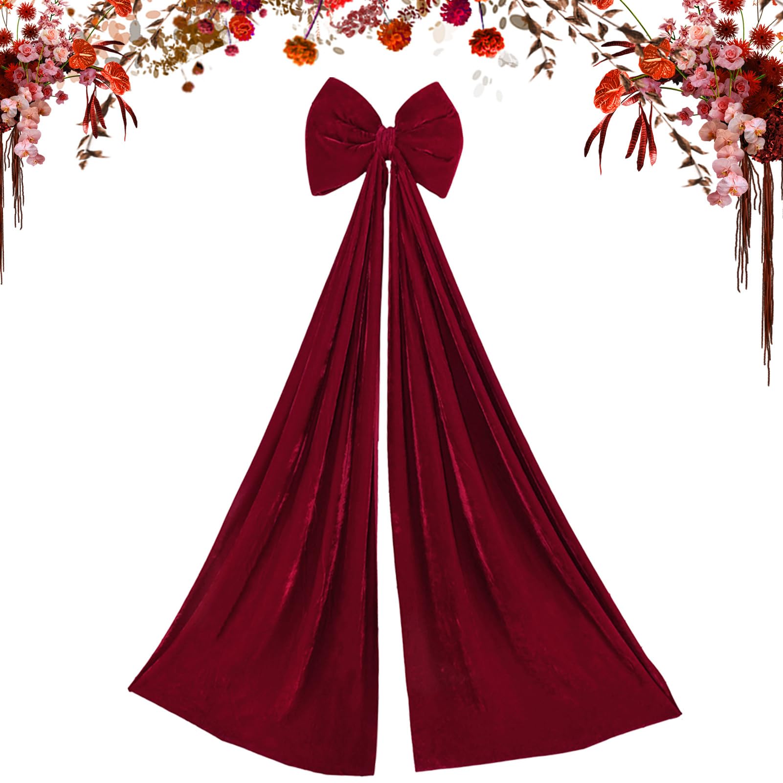 Lazos de terciopelo rojo de estilo vintage para adornos de navidad elegantes en el porche 1