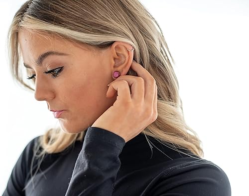 Miniatura 60 de Juego de aretes tipo dormilona de metal martillado de imitación de 0.394 pulgadas, aretes redondos para mujeres, niñas y hombres, hechos a mano