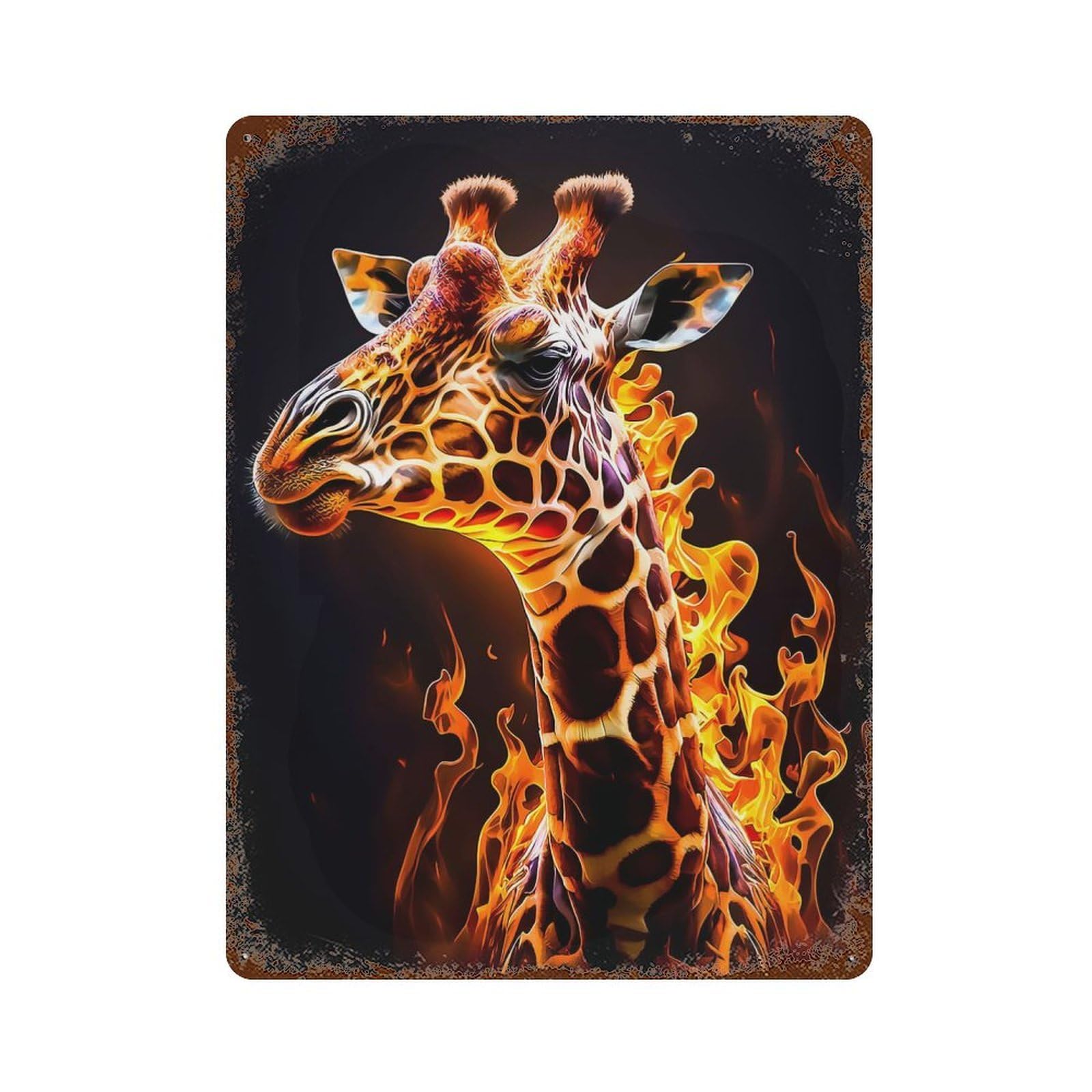 Vintage Metal Tin Sign Giraffe 15.7"x11.8", Classic Wall Plaque for Pub, Kitchen And Man Cave Decor