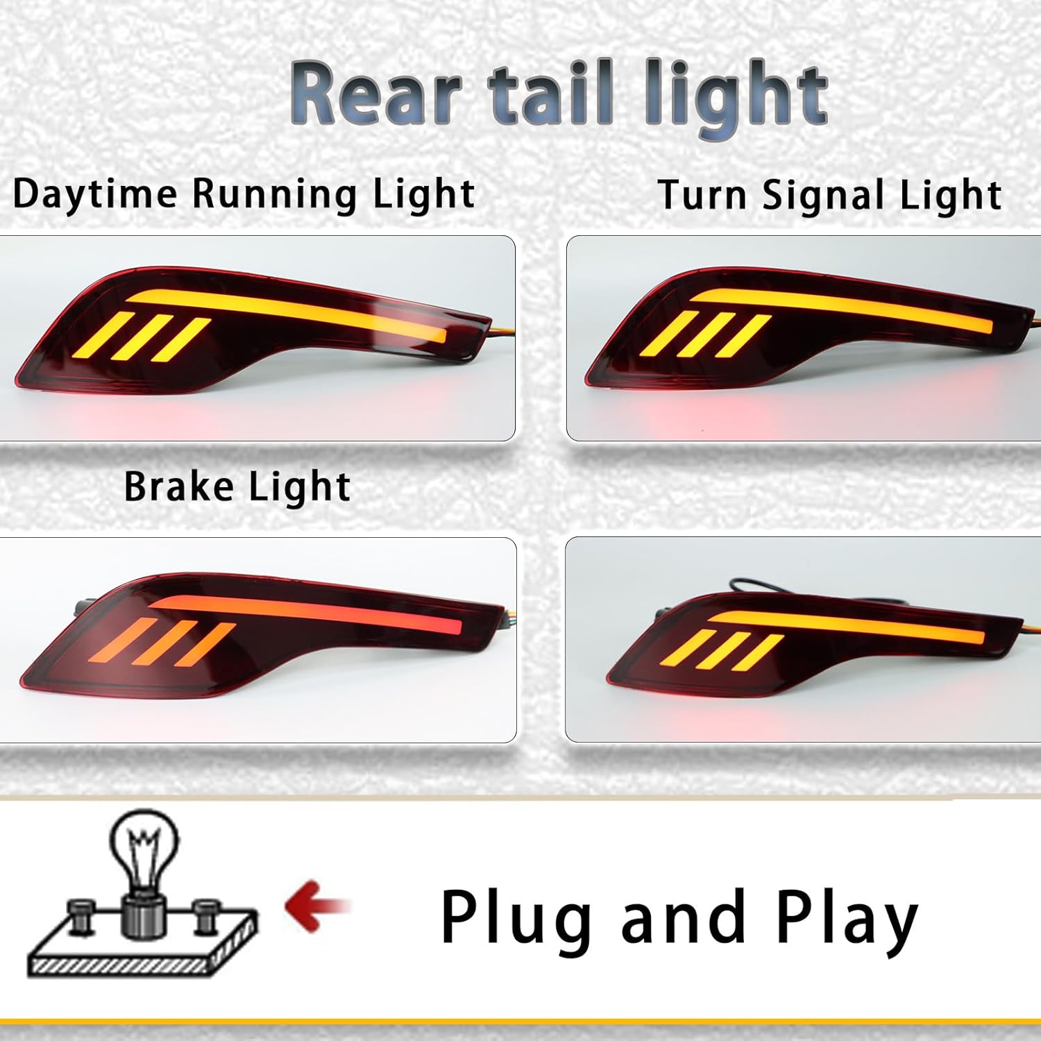 PGONE Red LED Rear Bumper Reflectors Fog Brake Tail Light Lamps Plug and play Kit for 2017 2018 2019 Honda CRV CR-V Accessories (Three Functions)
