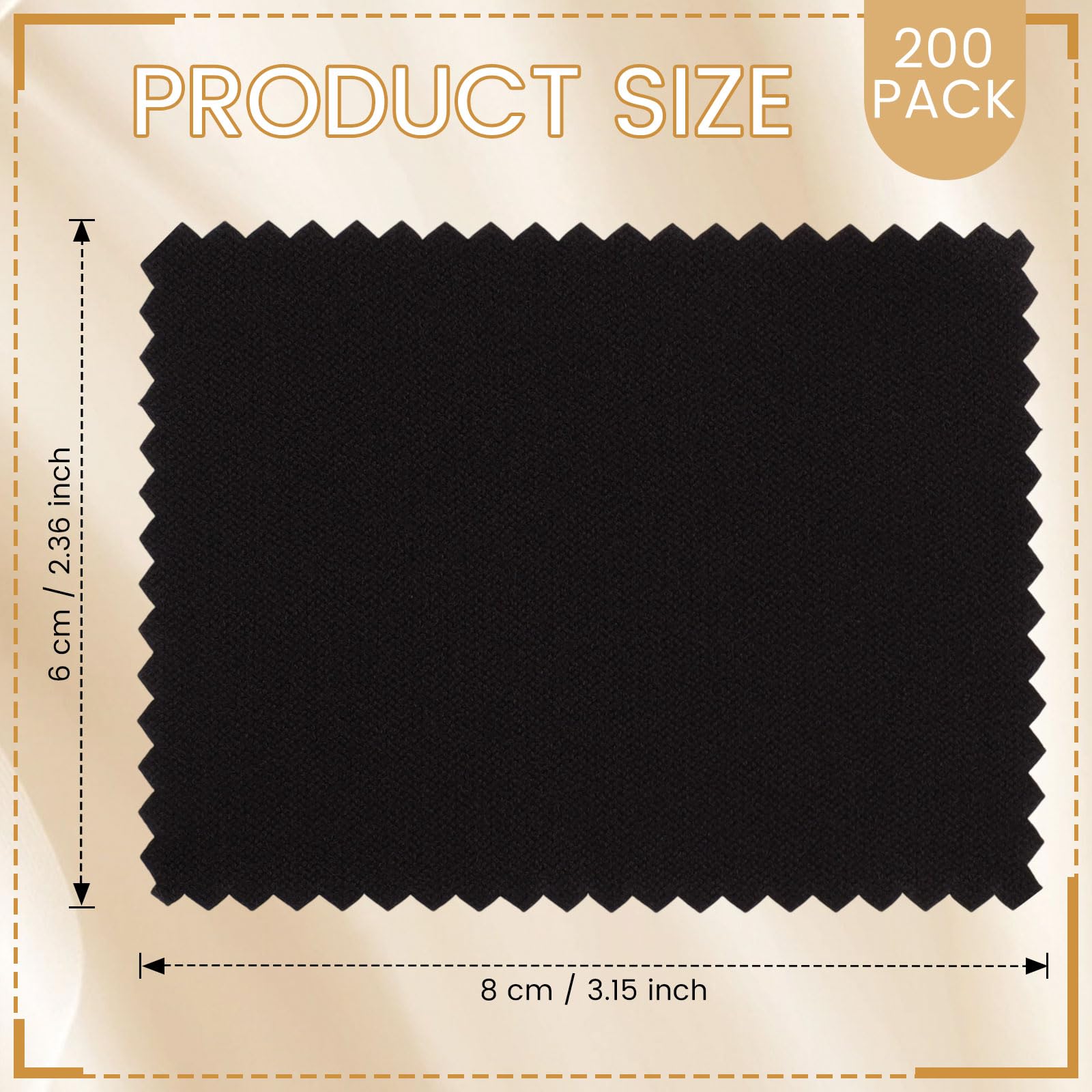 Tatuo 200 Pieces Jewelry Polishing Cloth 2.36 x 3.15 Inch Double-Sided Polishing Cloths Silver Glasses Cleaning Tools for Gold Silver and Platinum Jewelry Watch Coins Glasses(Black)