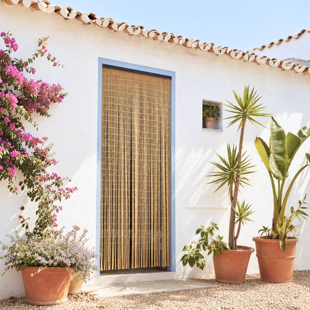 CATRAL NORTENE Cortina Puerta Hong Kong Marfil 70 Lineas Madera Exterior 90X200CM 90X200 CM
