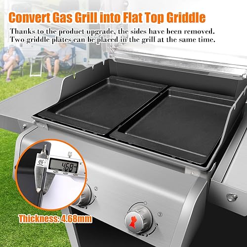 Miniatura 2 de GRISUN Plancha de hierro fundido para Weber Spirit 300, Spirit II Serie 300 Grills, Genesis Silver BC, inserto de parrilla para parrilla, piezas de