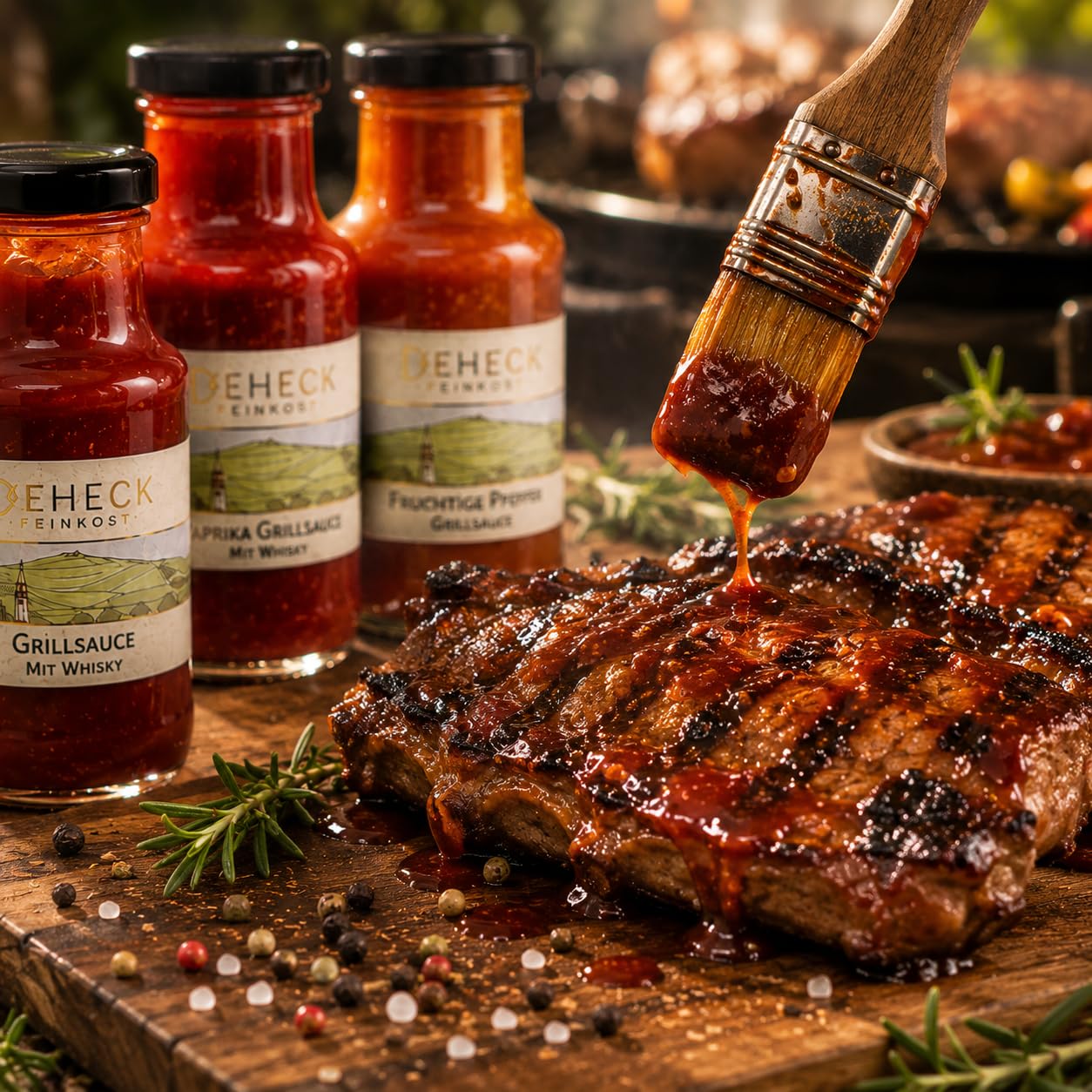 XXL BBQ Set zum Grillen | 8 x Grillsauce, Grillgewürz, Senf & Grill-Dipp | 8 BBQ Feinkost zum Grillen & Würzen für Grillparty & Raclette | Feinkost-Set, Grill-Geschenk & Barbecue Genussbox