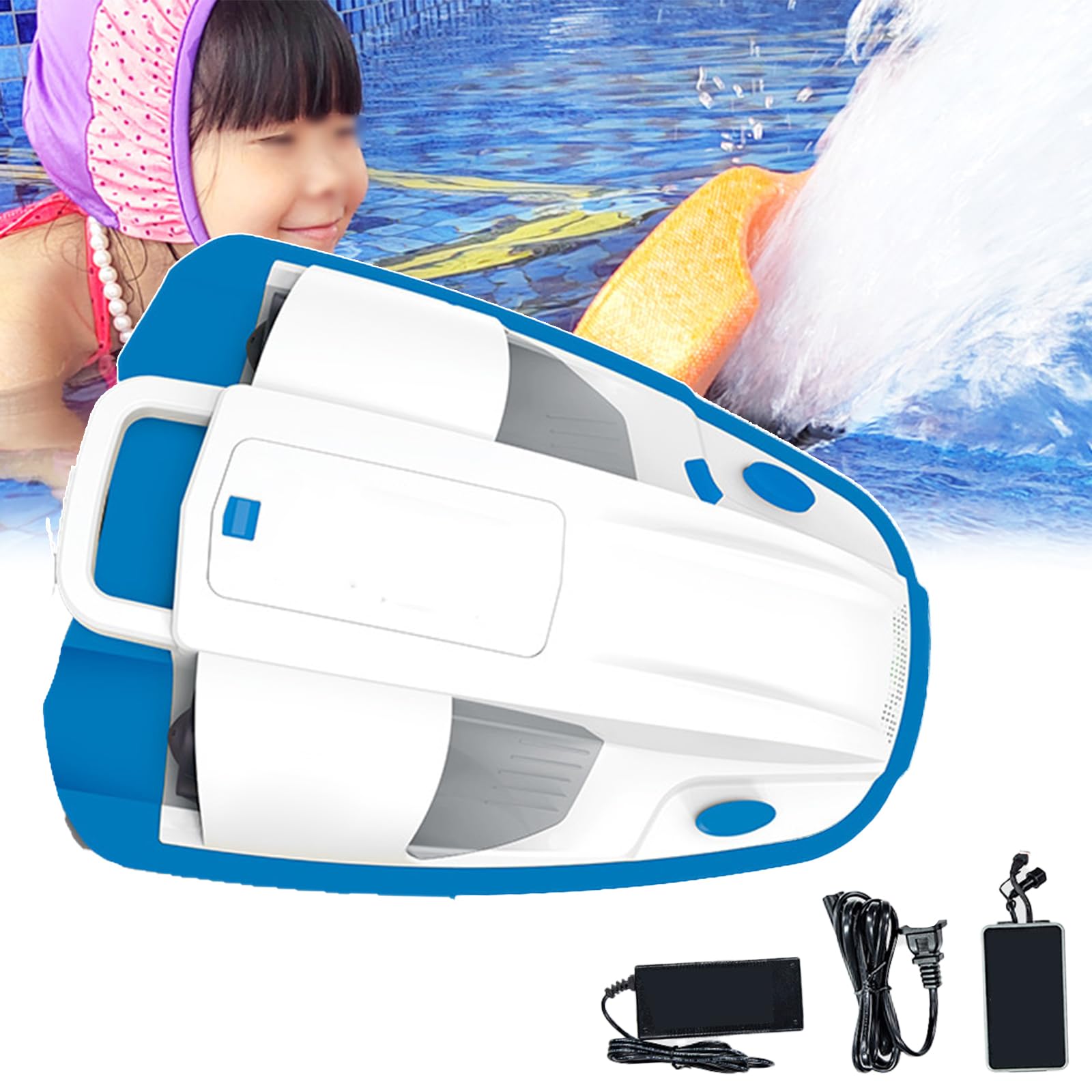 Scooter Submarino Portátil De 200 W (53,5 X 39,5 X 13,1 Cm), Capacidad De Carga: ≤ 50 Kg, 2 Velocidades, Tiempo De Uso: 30 Min, para Niños, para Jugar En El Agua/Flotar/bucear,Blue