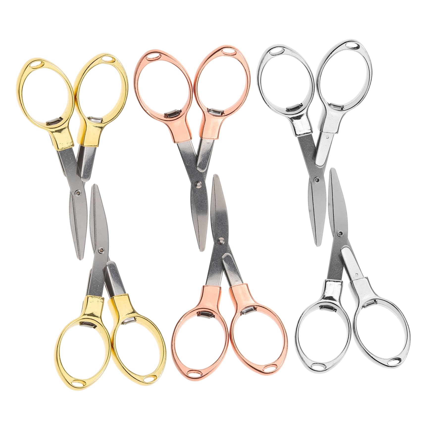 SHINEOFI Forbici Pieghevoli Piccole Da Cucito e Fai Da Te in Metallo Set 6 Pezzi Per Casa, Ufficio e Scrapbooking, Compatte Leggere Impugnatura Ergonomica Per Taglio Carta e Tessuto