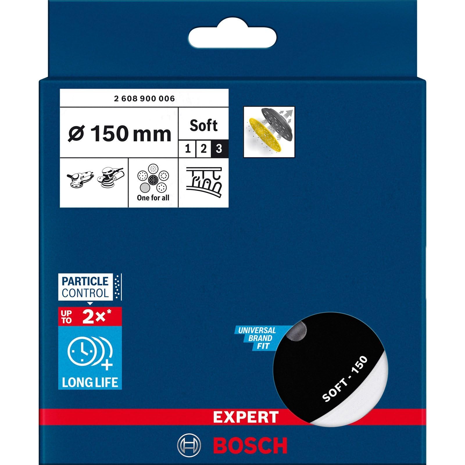 Bosch Multiloch-Pad150mm weich M8+5/16| 2608900006 Expert Range