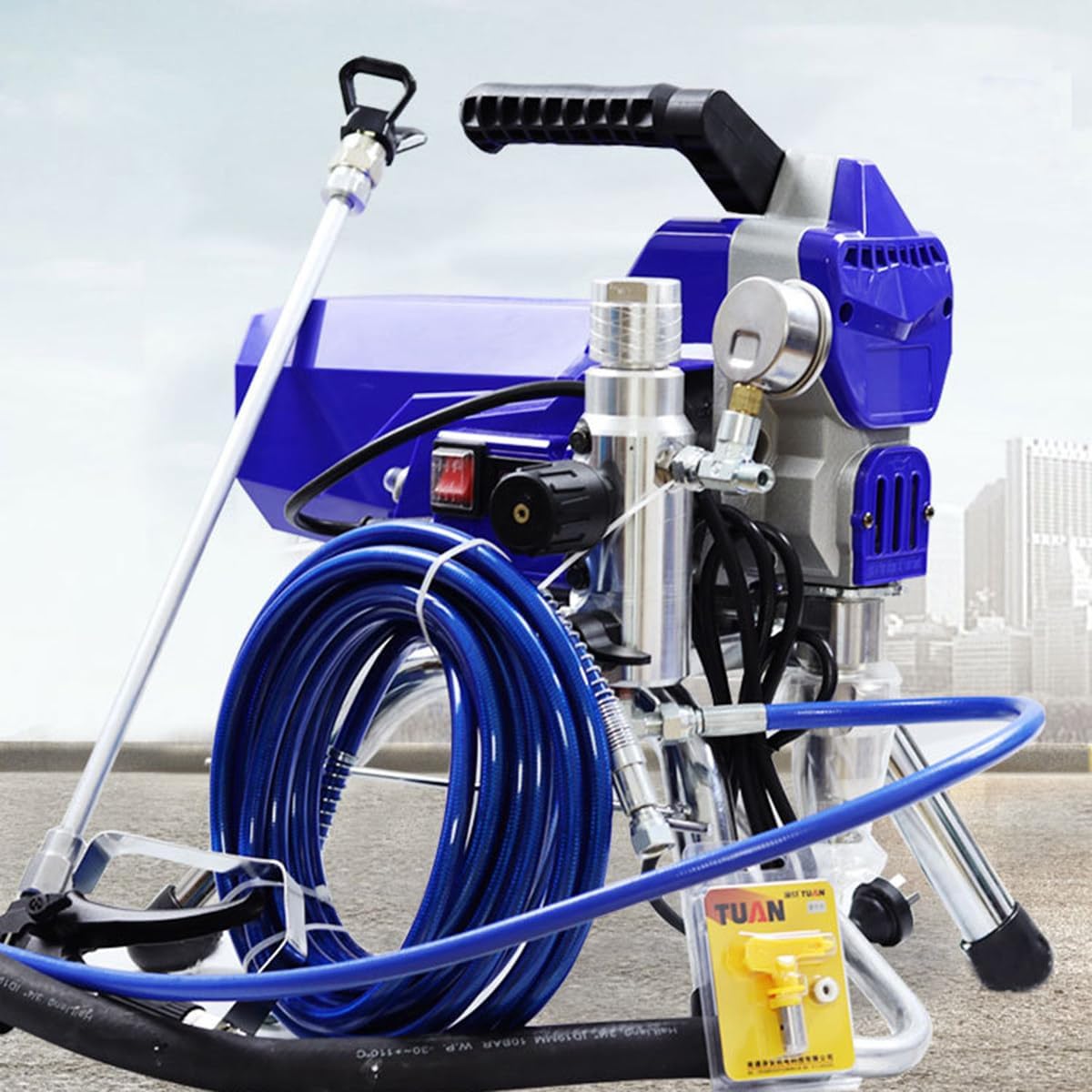 Airless agregat natryskowy 2200 W wysokociśnieniowy malarz ścienny – bezszczotkowy silnik elektryczny pistolet natryskowy do projektów malarskich wewnątrz i na zewnątrz, 220 V
