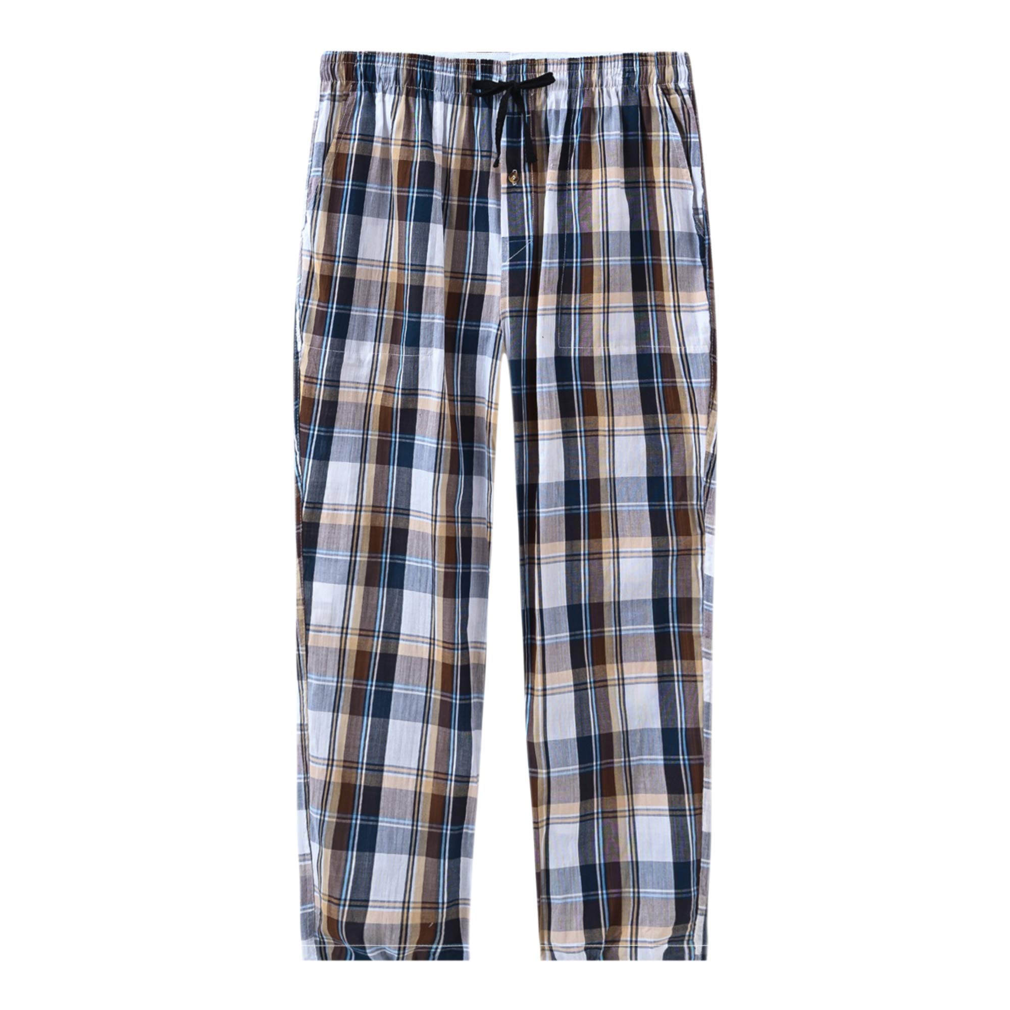 MoFiz Pantaloni Pigiama Uomo Cotone Lungo Pantaloni a Quadretti con Tasche