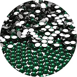 NCB 2000pcs Flatback Round Glass Nail Art Rhinestones Crystal for DIY Making Accessories Shoes, Clothes, Face Art, Bags, Manicure (Emerald, SS8 2000pcs)