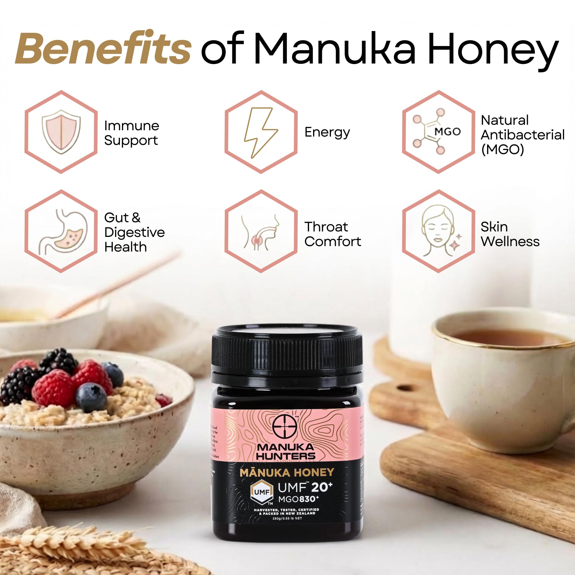 Amazon.com : Manuka Hunters UMF 20+/MGO 830+ Certified New Zealand