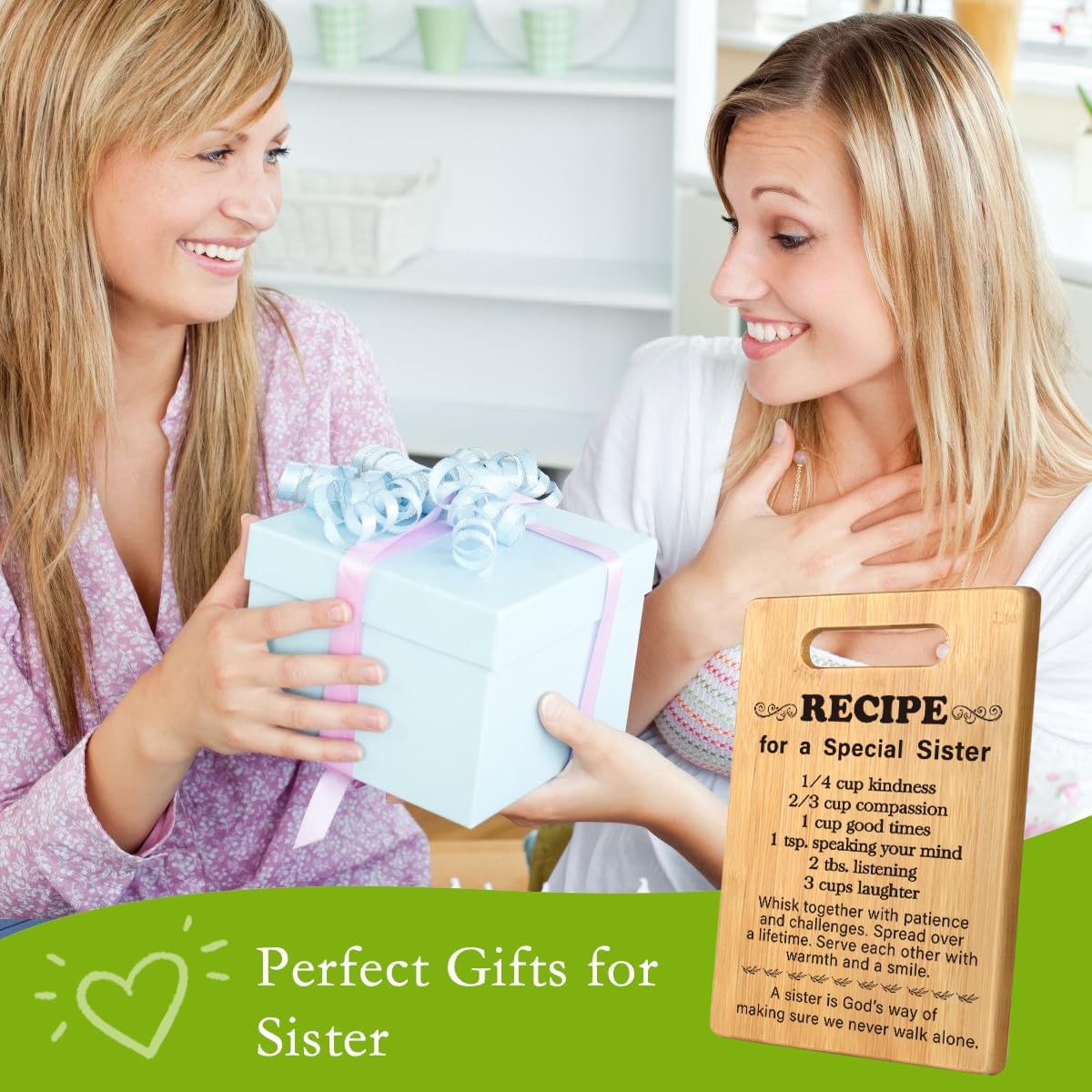 Valentines Birthday Gifts for Sister from Sisters, Best Sister Ever Gifts for Big Sister from Brother Little Sister, Sisters Gifts for Women for A Special Sister Cutting Board Kitchen Gifts - Image 2