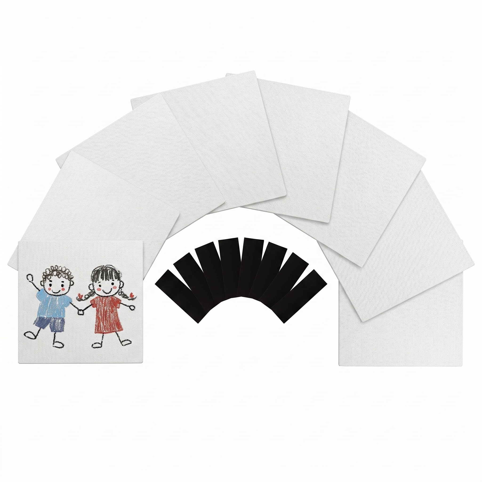 8 Pack Mini Canvases 10x10cm with Magnets — Small Pre-Stretched Cotton