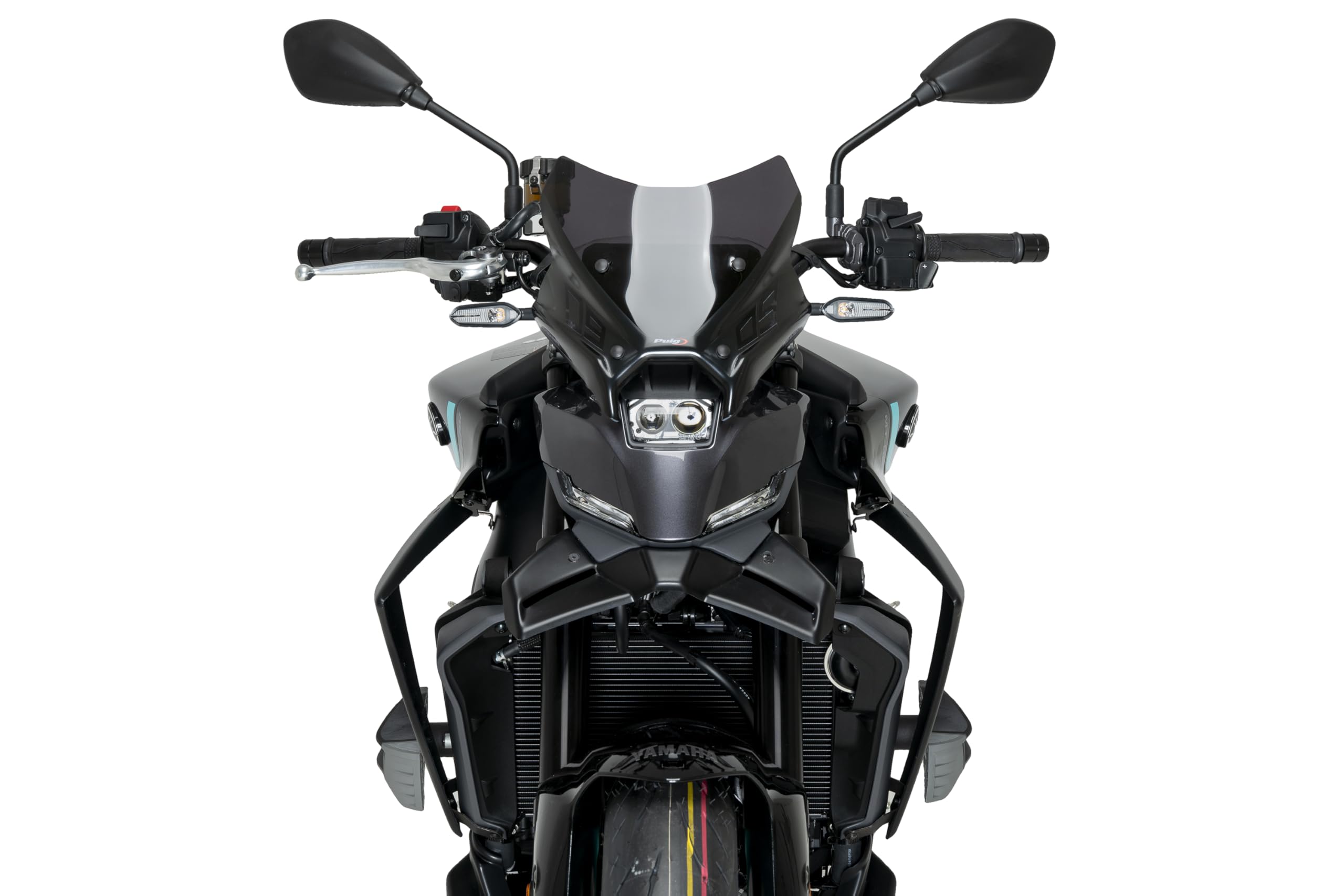Puig 22079J Alerones Frontales Naked en ABS de 3 mm con diseño aerodinámico y efecto downforce para mejorar estabilidad y control en conducción, Negro Mate