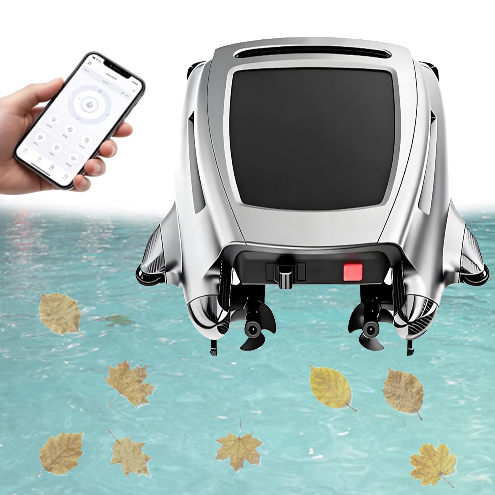 Quixnova Cordless Robotic Pool Cleaner with 5200mah Large Battery for All Pools Sur-face, Solar Powered Pool Skimmer, 24/7 Continuous Cleaning, App Control A