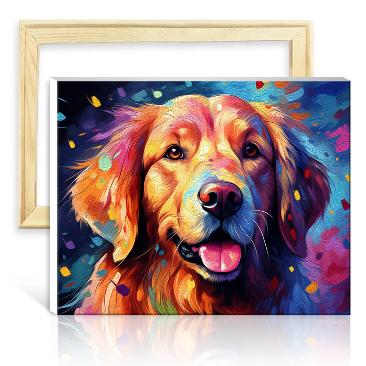 TANGFEIY Paint by Numbers Kits Golden Retrievers Kids Adults Paint by Number Kits- with Brushes and Acrylic Pigment on for Home Wall Decor Painting with Frame(30x40cm)