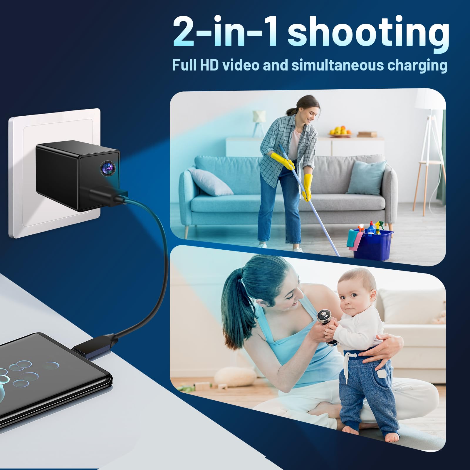 Home Security Camera 1080P with WiFi,Indoor Surveillance Camera with Audio, Motion Detection with Night Vision Home Surveillance — view 4